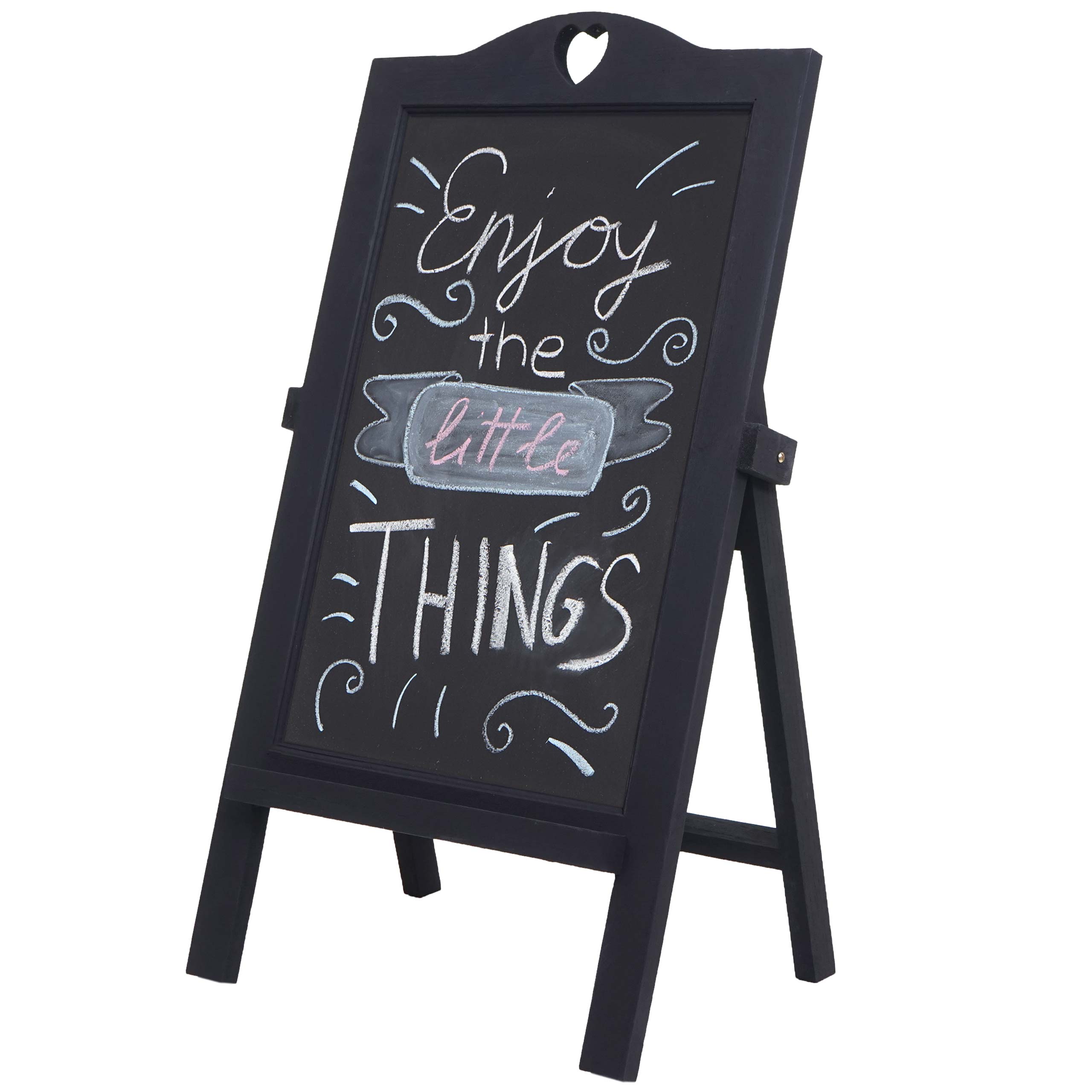 Werbetafel MCW-E51, Aufsteller Kreidetafel, 66x37x27cm Shabby-Look Vintage ~ dunkelgrau - Bild 1