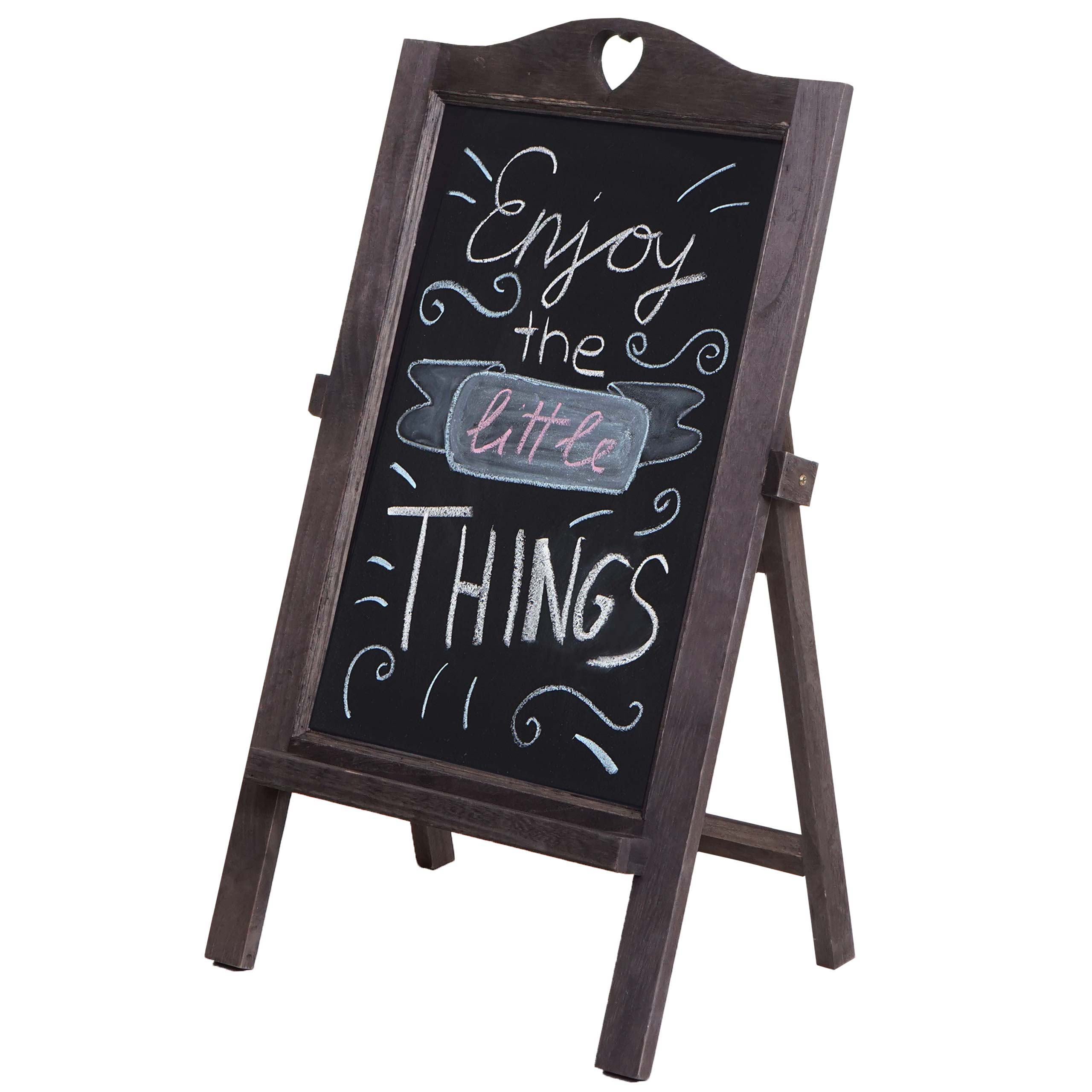 Werbetafel MCW-E51, Aufsteller Kreidetafel, 66x37x27cm Shabby-Look Vintage ~ grau-braun - Bild 1