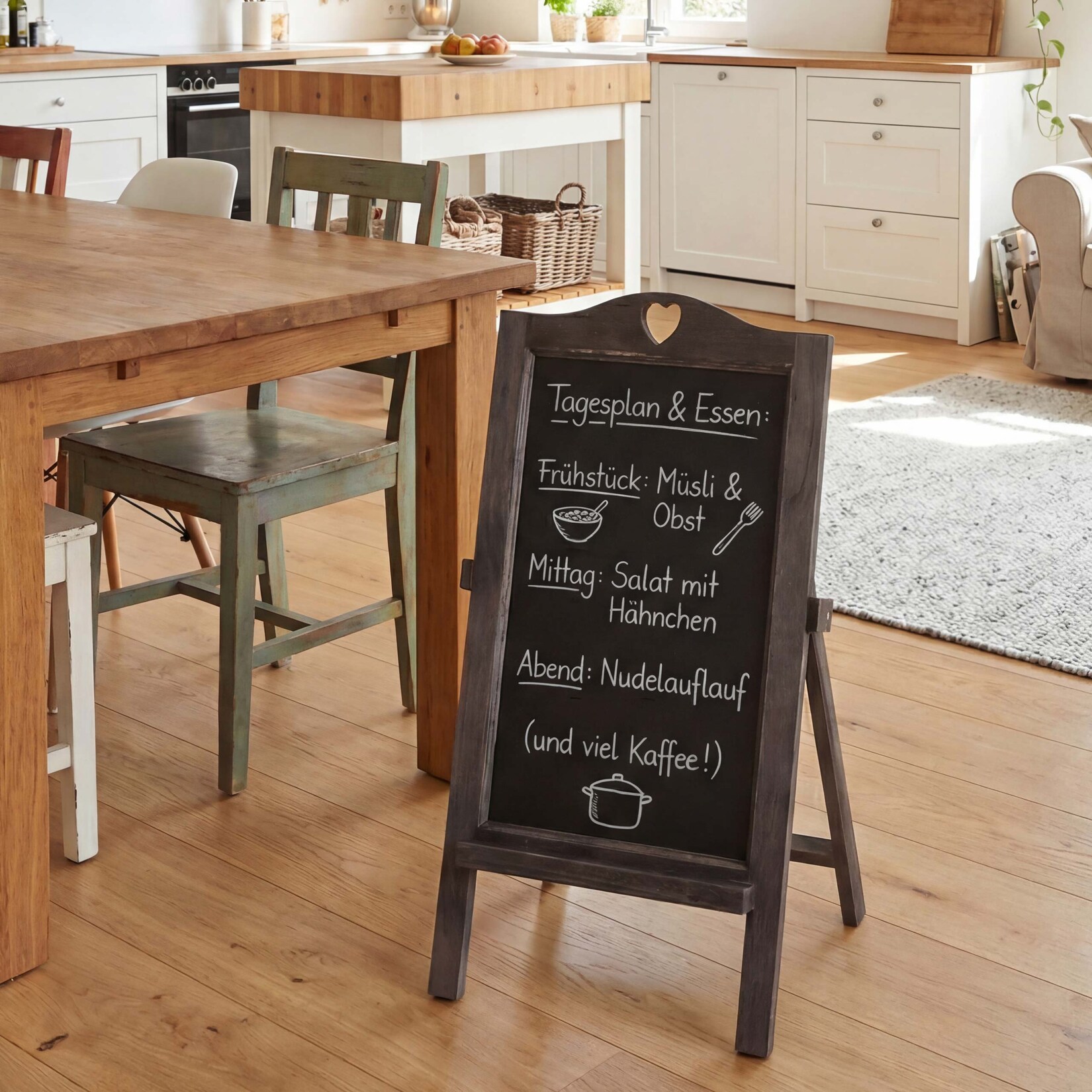 Werbetafel MCW-E51, Aufsteller Kreidetafel, 66x37x27cm Shabby-Look Vintage ~ grau-braun