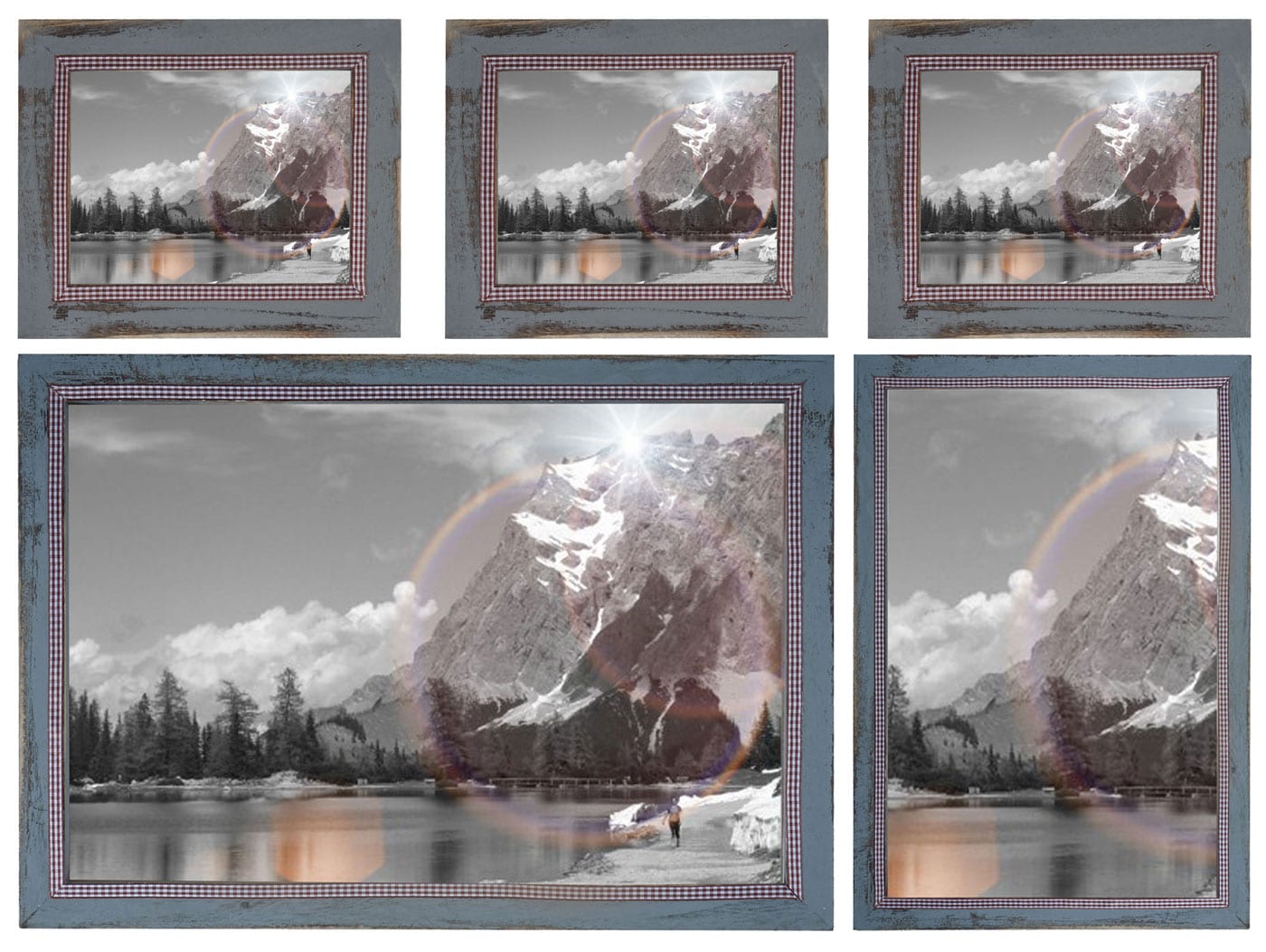 Bilderrahmen Set H246, Fotorahmen Holzrahmen, 3x 21x26cm 1x 26x36cm 1x 36x51cm Shabby Landhaus ~ grau - Bild 1