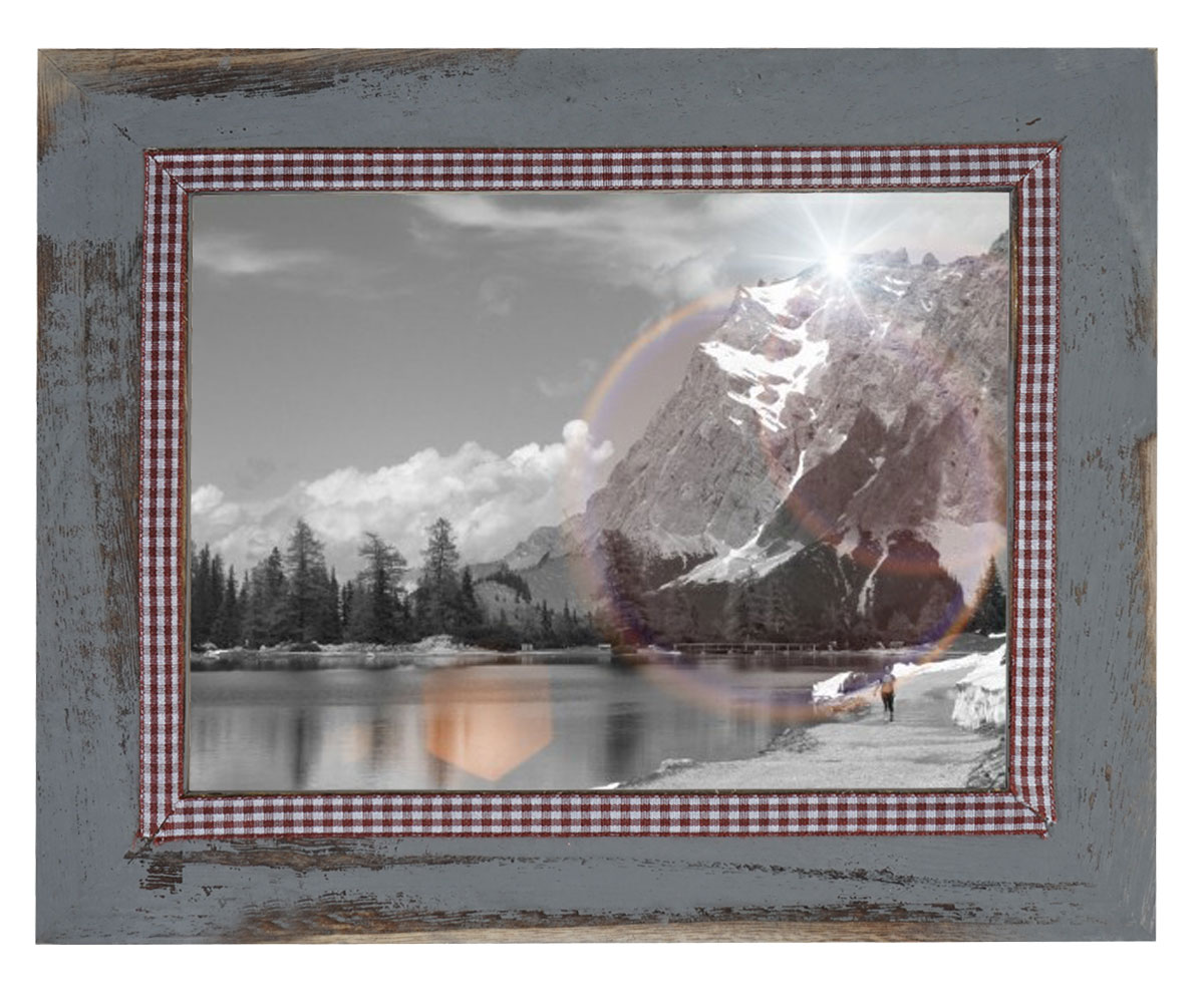 Bilderrahmen H246, Fotorahmen Holzrahmen, 21x26cm Shabby-Look Landhaus ~ grau - Bild 1