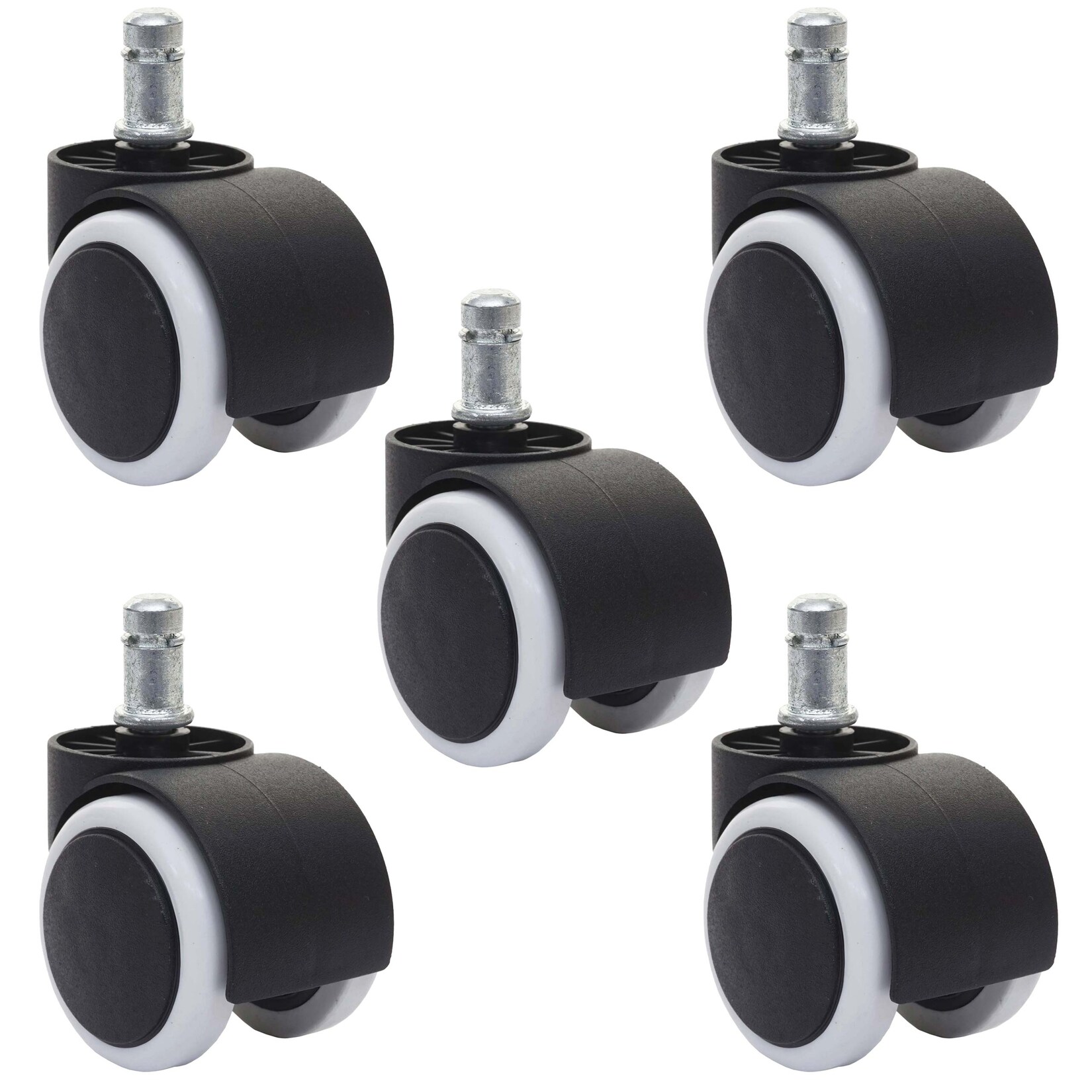 5er-Set Hartbodenrollen MCW-H86, Bürostuhl-Rollen Stuhlrollen, 150kg belastbar Ø 11mm ~ weiß | 04057651422268