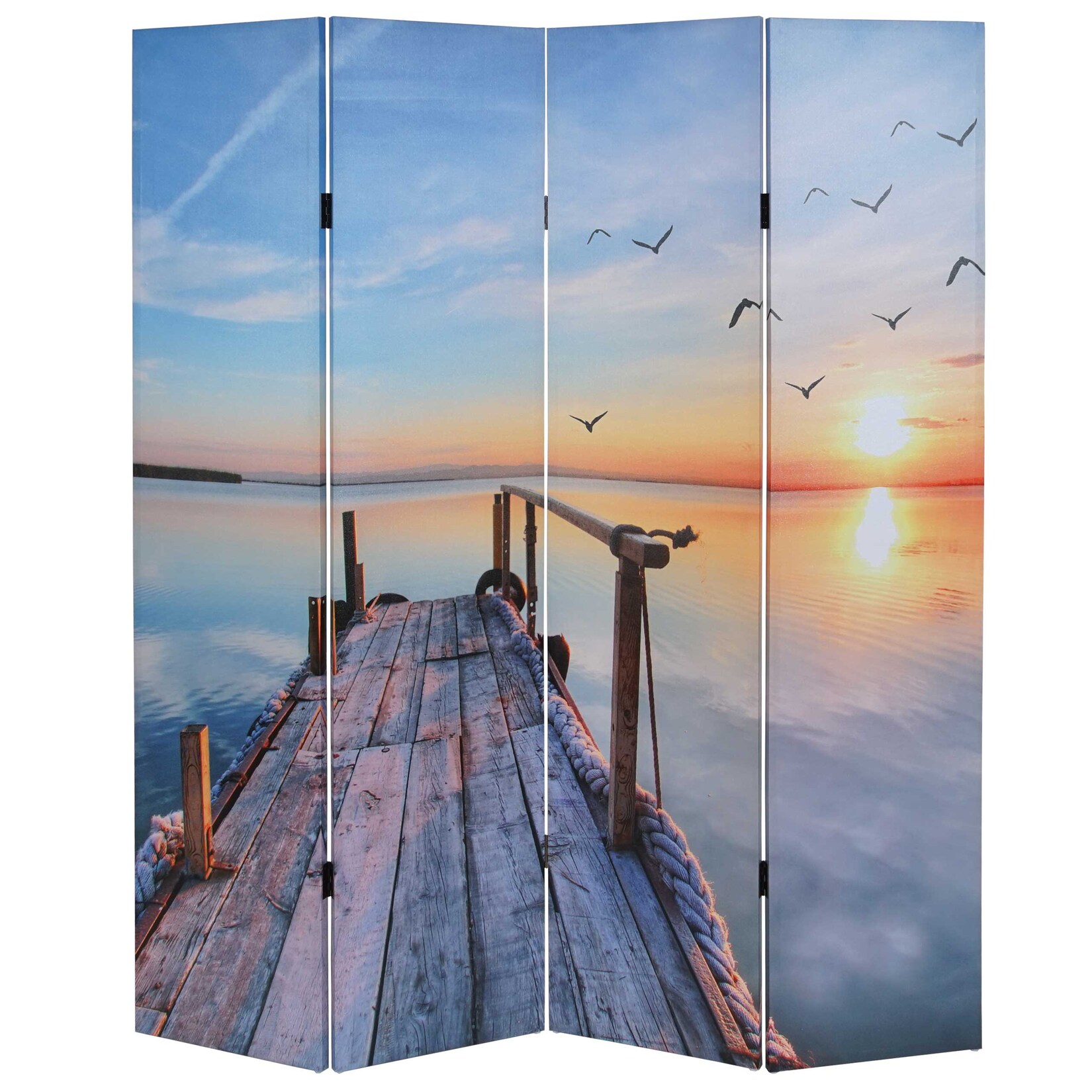 Foto-Paravent Bagheria, Paravent Raumteiler Spanische Wand 180x160cm MVG-zertifiziert ~ Sonnenuntergang