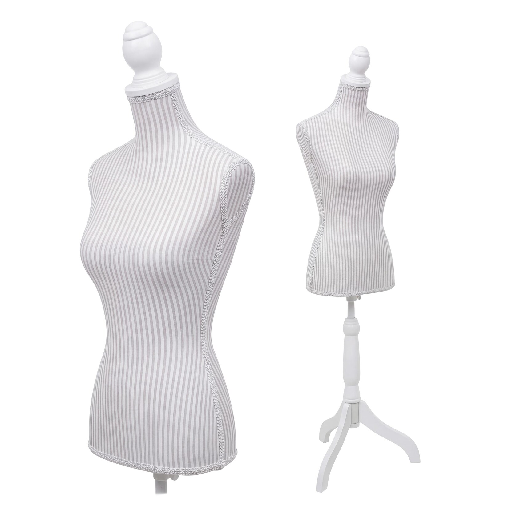 Schneiderpuppe T221, Schaufensterpuppe Torso weiblich, Schaumstoff ~ weiß mit Streifen