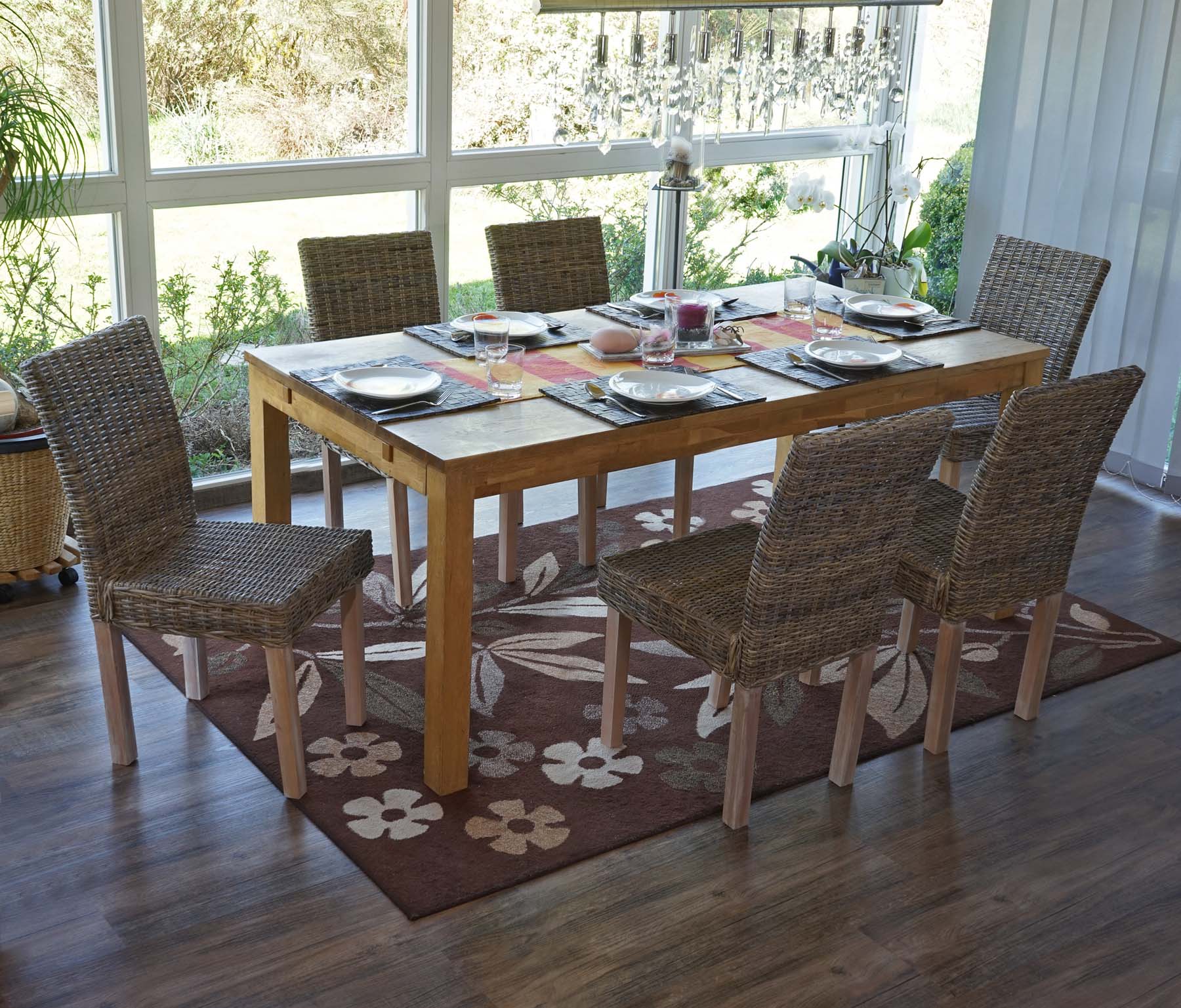 6er-Set Esszimmerstuhl Korbstuhl Stuhl K&uuml;chenstuhl Littau, Kubu-Rattan - Bild 1