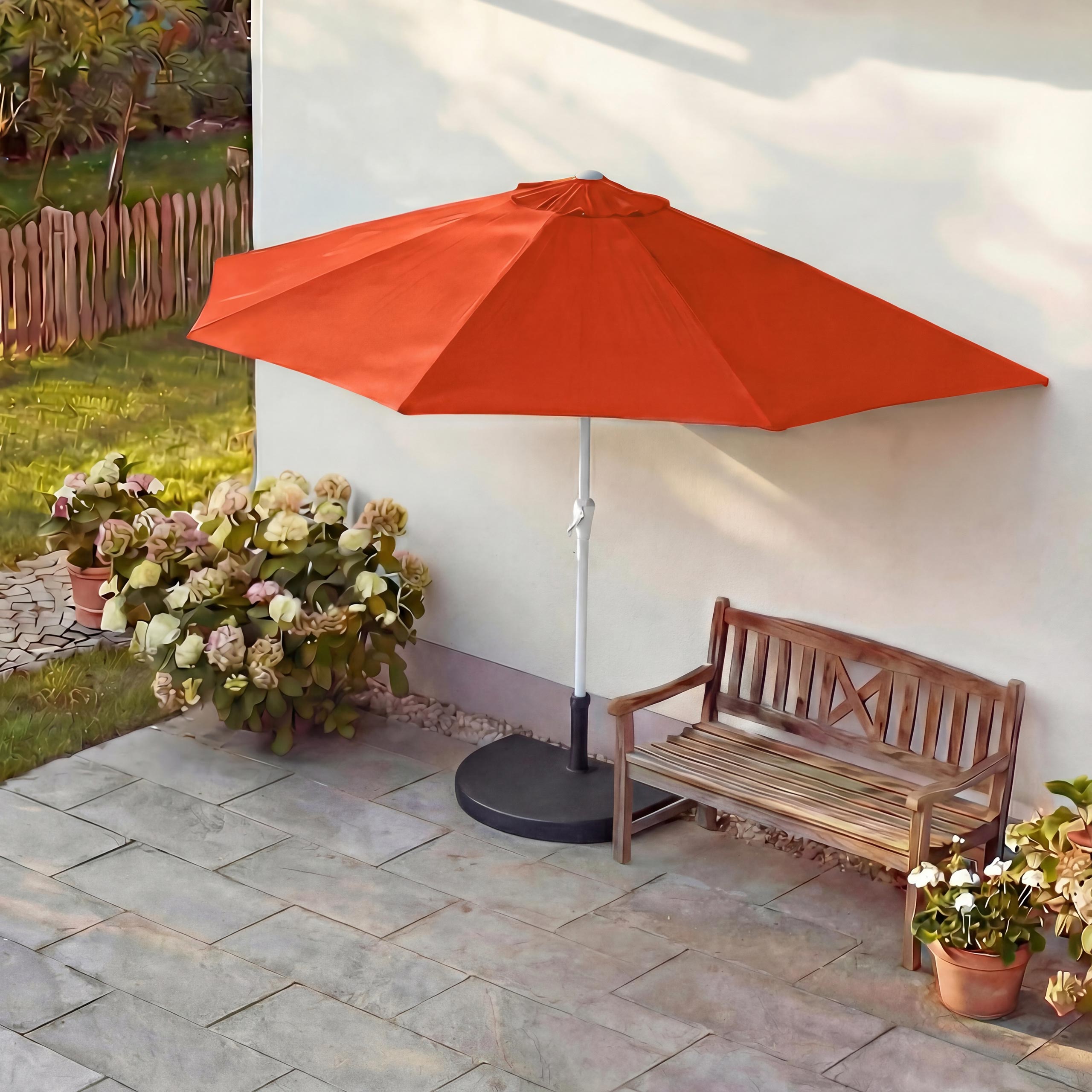 Sonnenschirm halbrund Lorca, Halbschirm Balkonschirm, UV 50+ Polyester/Alu 3kg ~ 300cm terracotta mit St&auml;nder - Bild 1