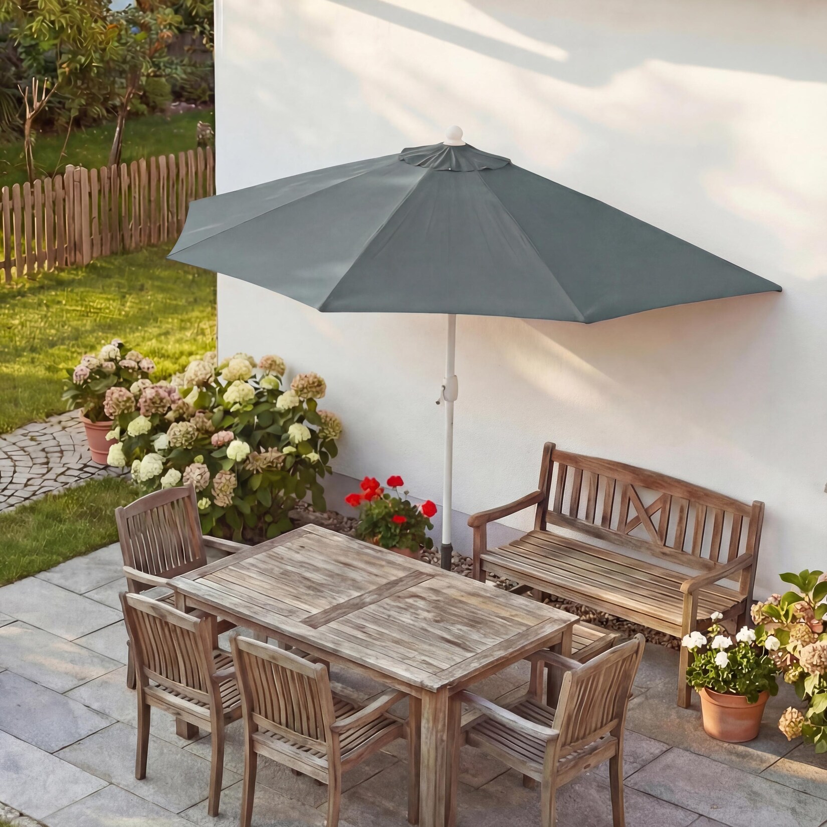 Sonnenschirm halbrund Lorca, Halbschirm Balkonschirm, UV 50+ Polyester/Alu 3kg ~ 270cm anthrazit ohne Ständer
