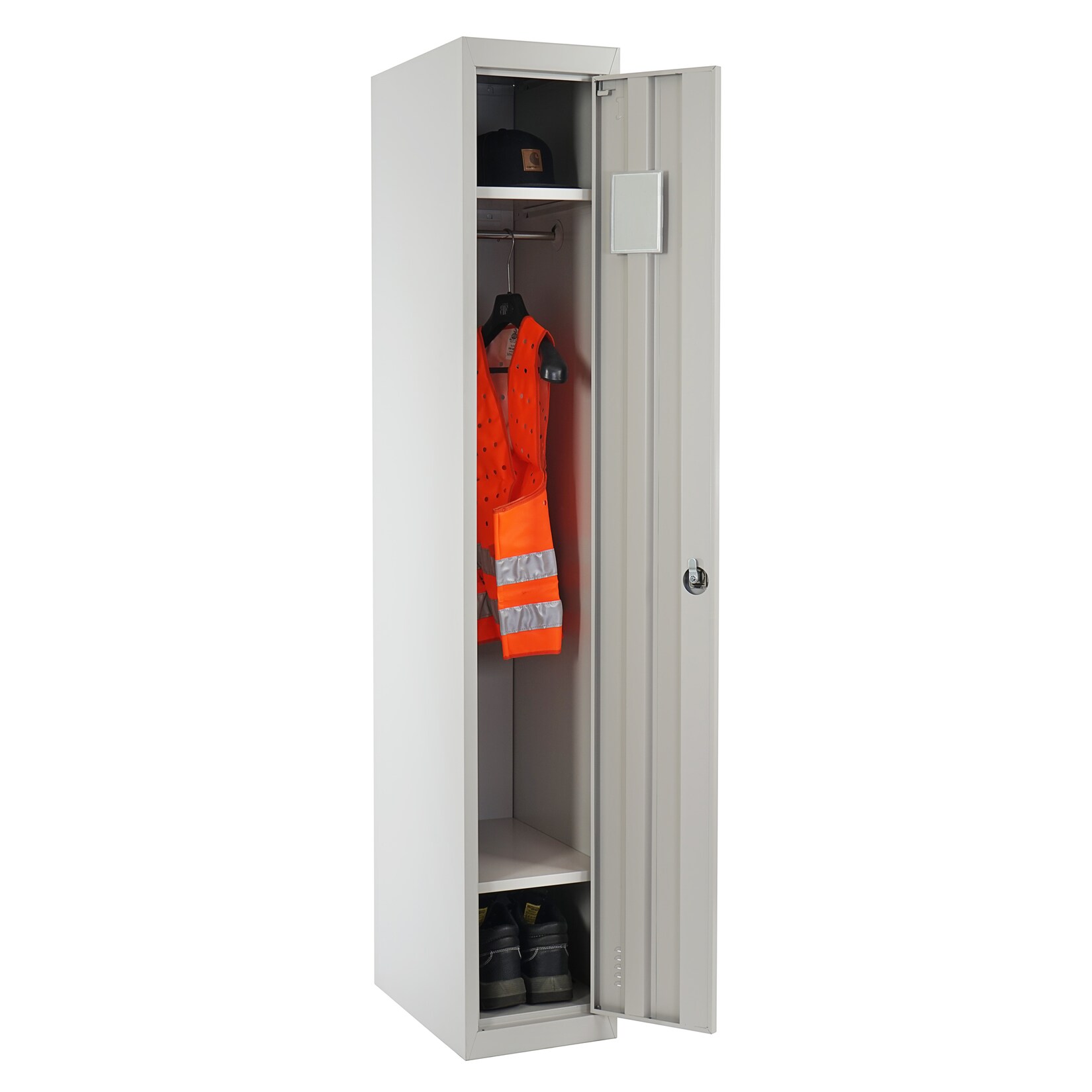 Spind Preston T163, Garderobenschrank Kleiderspind Umkleideschrank, Metall 180x30x50cm nach ASR A4.1 ~ grau