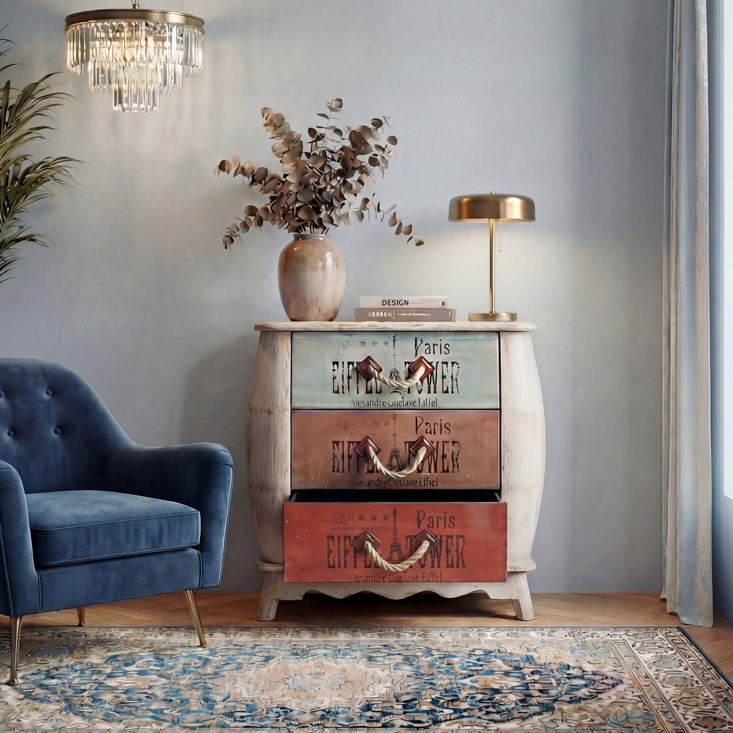 Kommode Cadiz Schubladenkommode Schrank Shabby-Look, Vintage, 74x70x36cm - Bild 1