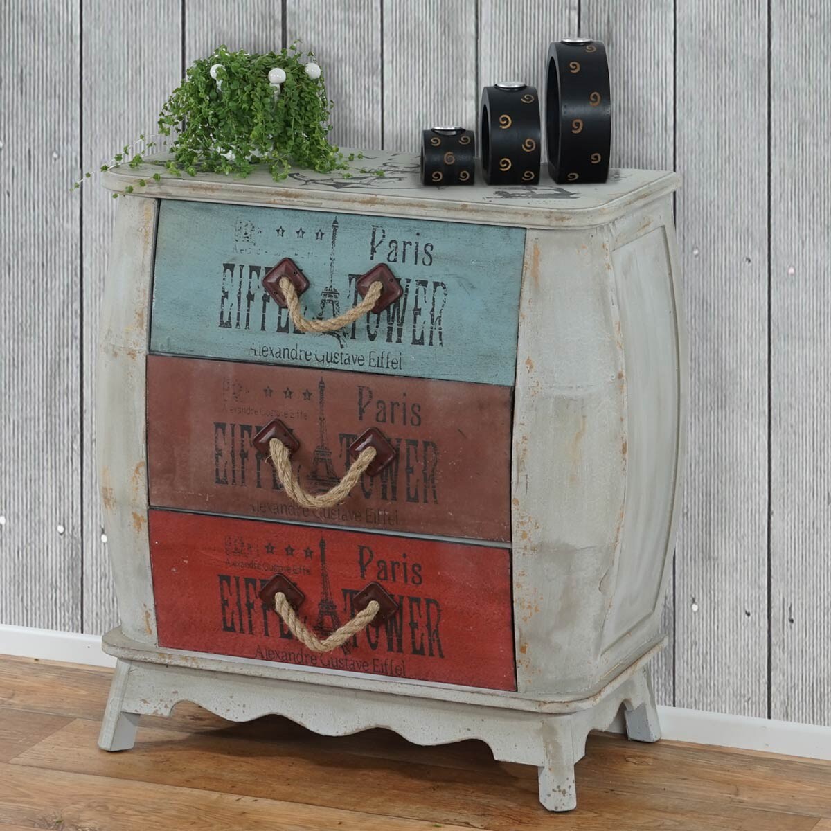 Kommode Cadiz Schubladenkommode Schrank Shabby-Look, Vintage, 74x70x36cm | 04052826157495