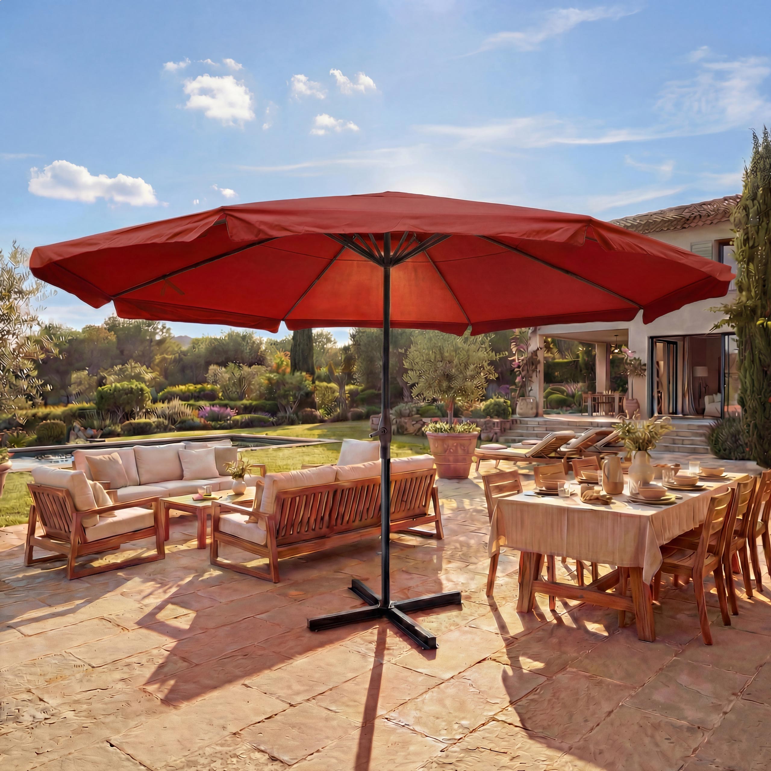 Sonnenschirm Carpi Pro, Gastronomie Marktschirm mit Volant &Oslash; 5m Polyester/Alu 28kg ~ bordeaux ohne St&auml;nder - Bild 1