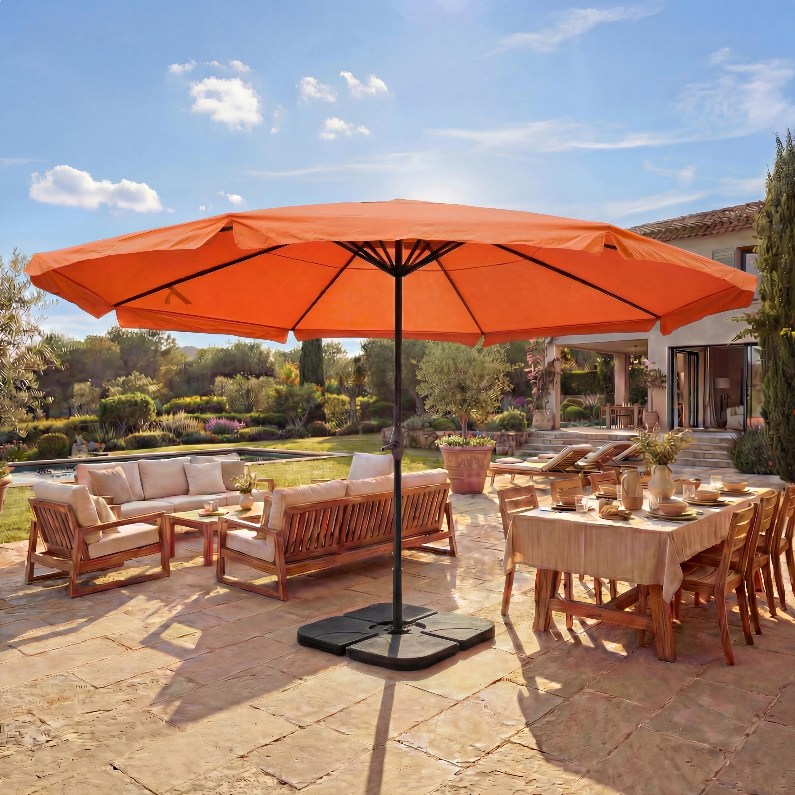 Sonnenschirm Carpi Pro, Gastronomie Marktschirm mit Volant &Oslash; 5m Polyester/Alu 28kg ~ terracotta mit St&auml;nder - Bild 1