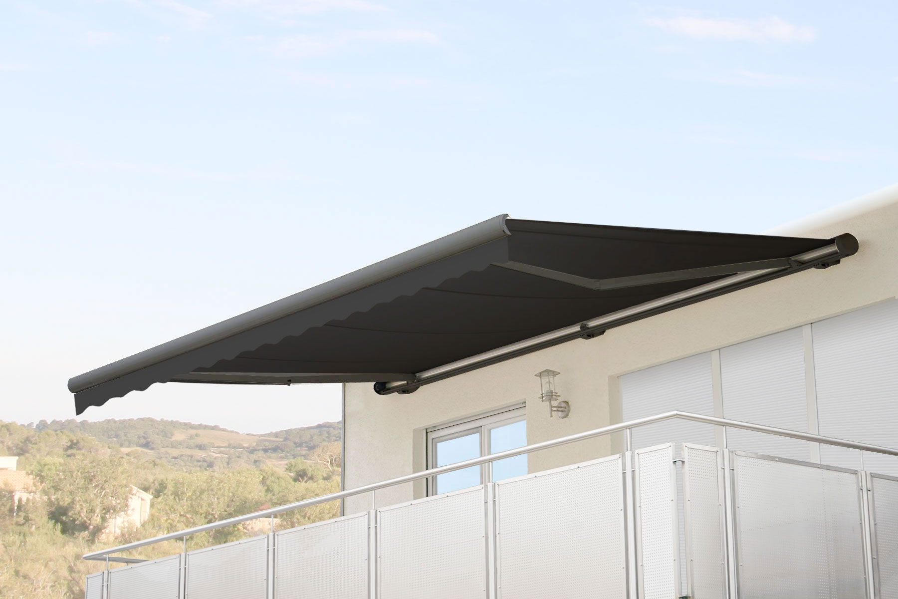 Elektrische Kassetten-Markise H123, Vollkassette Volant 4,5x3m ~ Polyester Anthrazit, grau - Bild 1