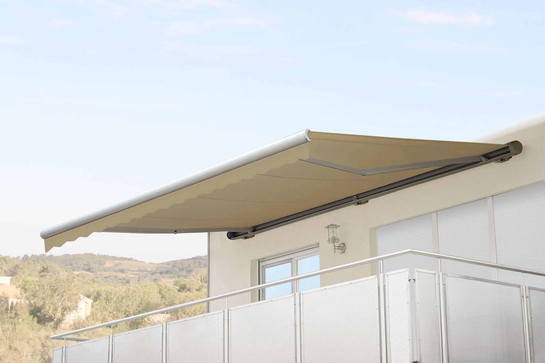 Elektrische Kassetten-Markise H123, Vollkassette Volant 4,5x3m ~ Polyester Creme - Bild 1