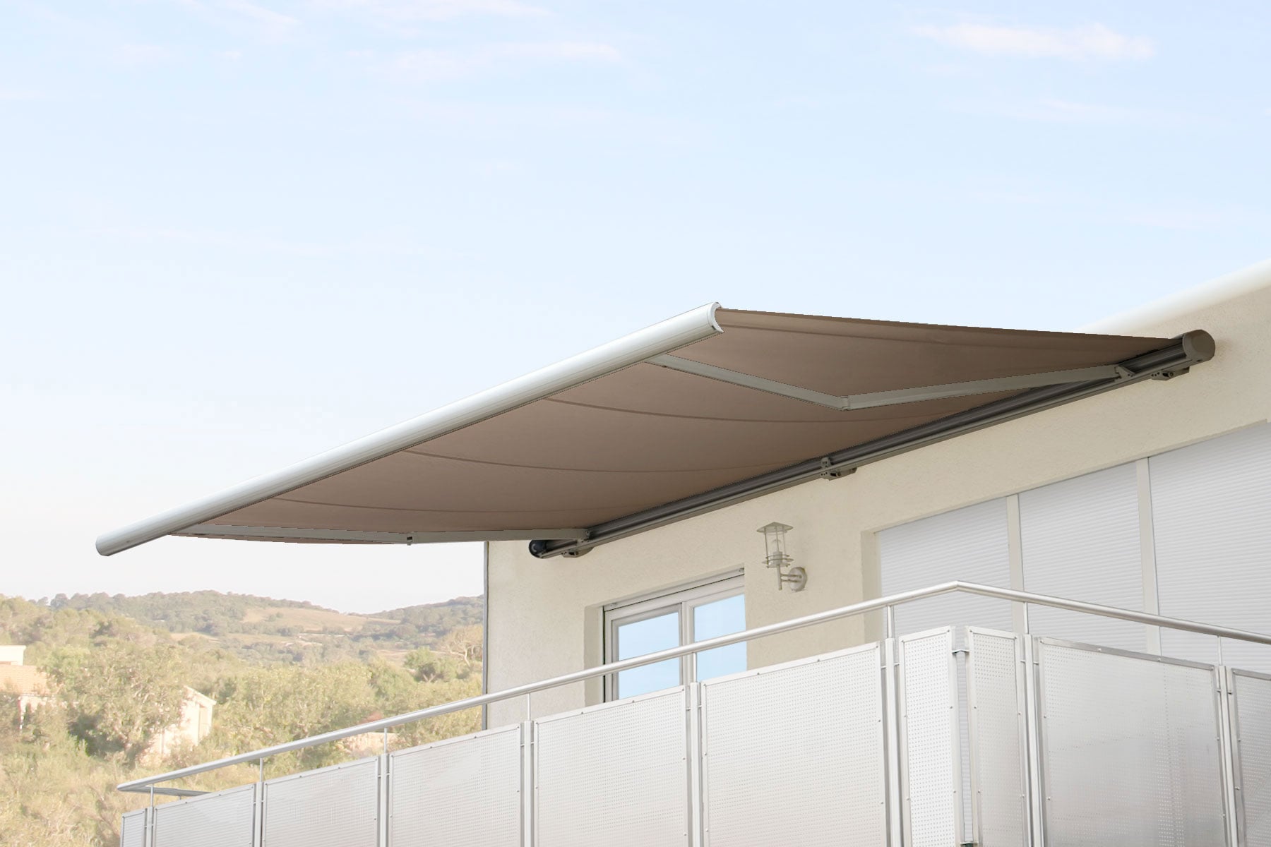 Elektrische Kassettenmarkise H122, Markise Vollkassette 4x3m ~ Polyester Sand - Bild 1