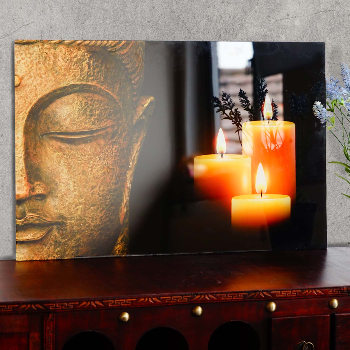 Glasbild T117, Wandbild Poster Motiv, 40x60cm ~ Buddha - Bild 1