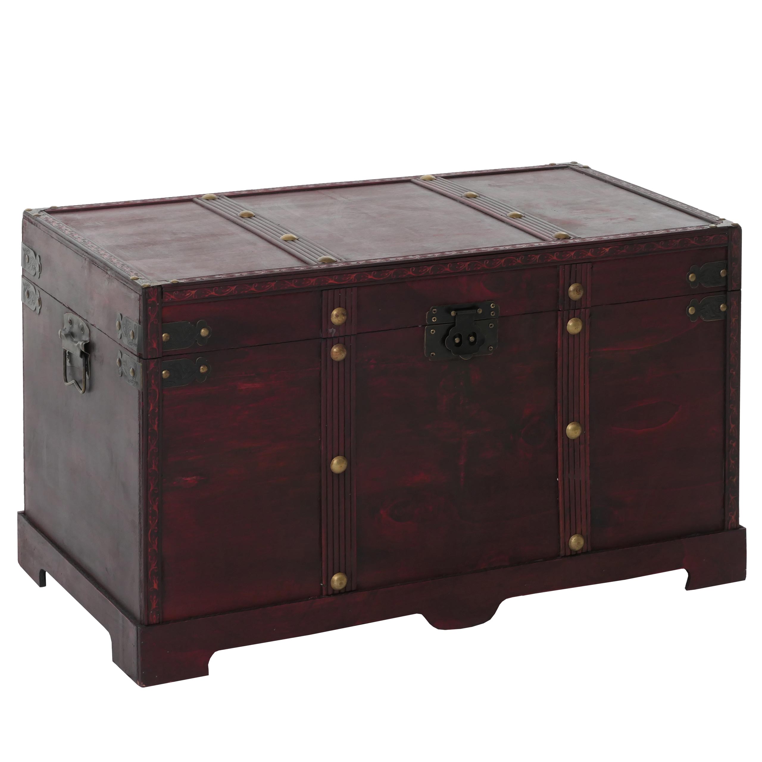 Holztruhe Holzbox Schatztruhe Antibes Antikoptik 39x67x38cm ~ eckig - Bild 1