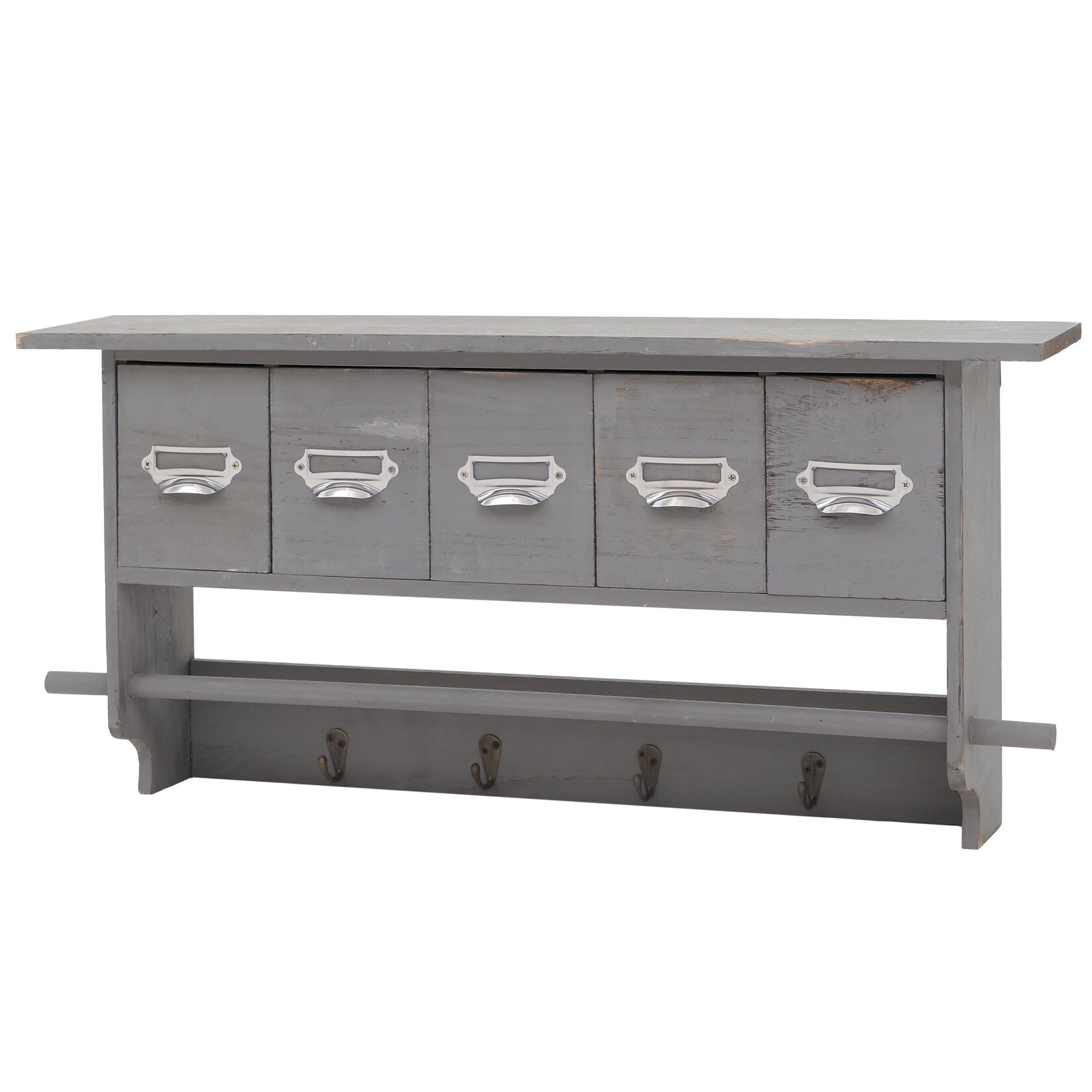 Garderobe MCW-C49, Wandgarderobe Wandregal, Vintage mit 5 Schubladen 32x65x13cm ~ Shabby Look, grau