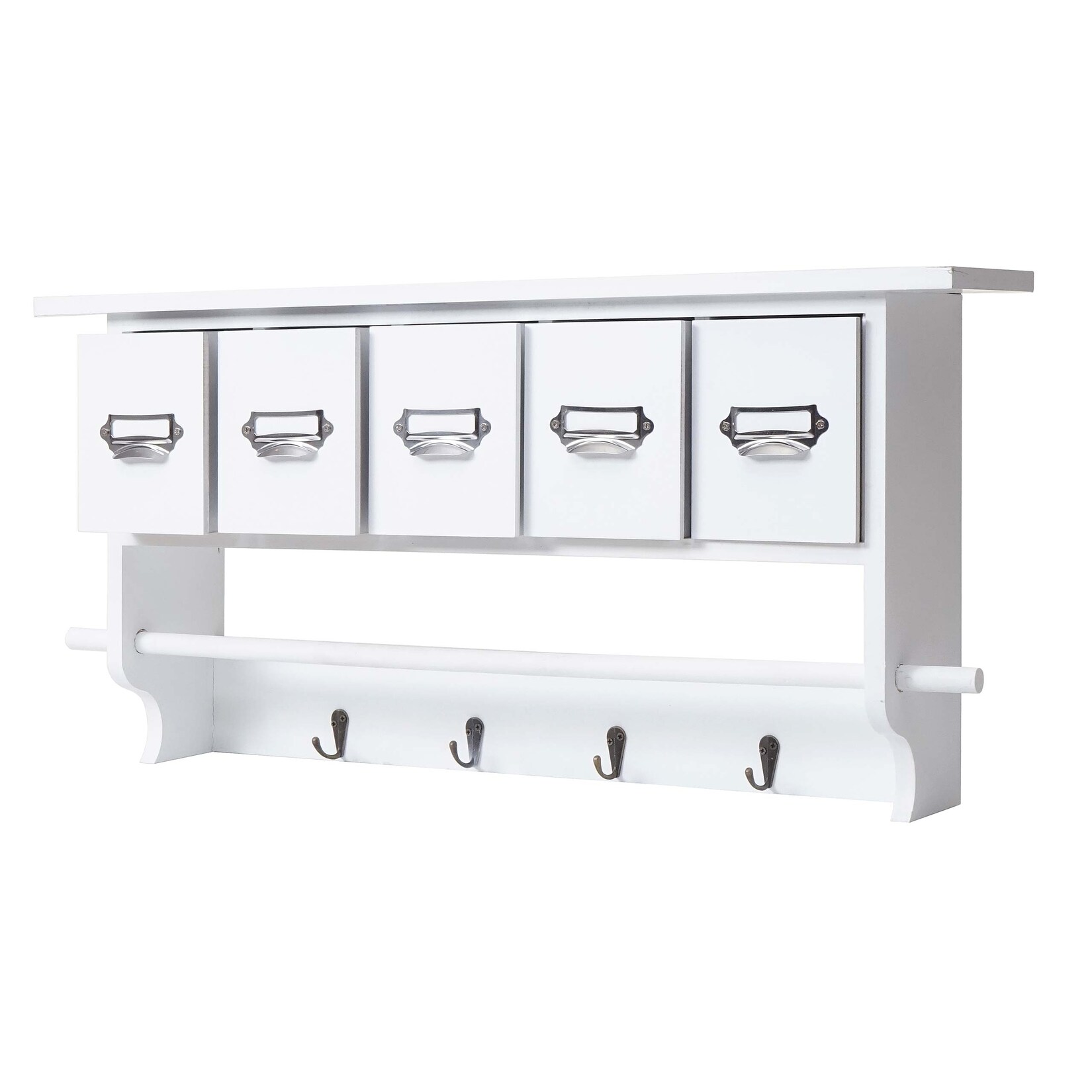 Garderobe MCW-C49, Wandgarderobe Wandregal, Vintage mit 5 Schubladen 32x65x13cm ~ weiß