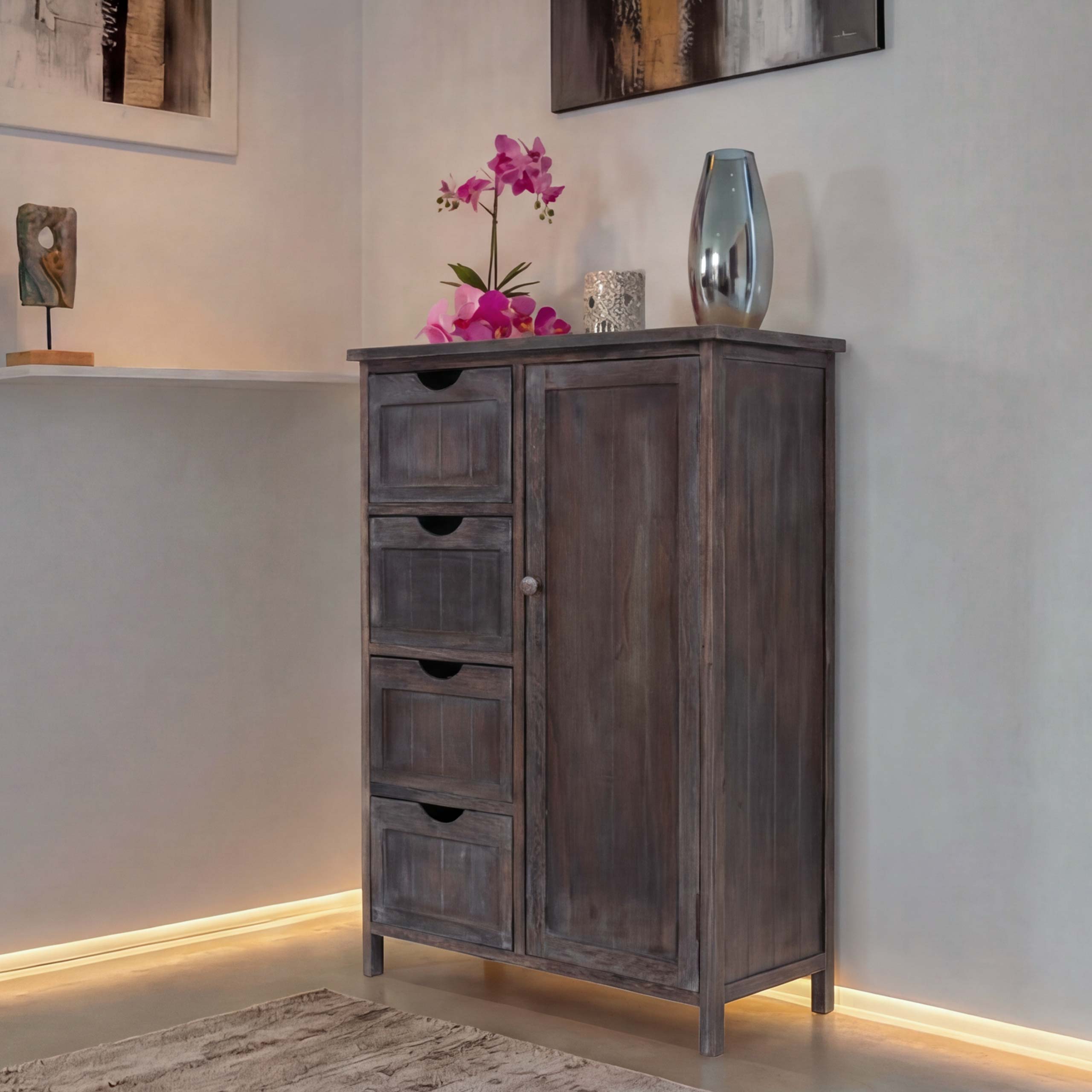 Kommode MCW-D12, Schrank Schubladenkommode, Shabby-Look Vintage 82x55x30cm ~ braun - Bild 1