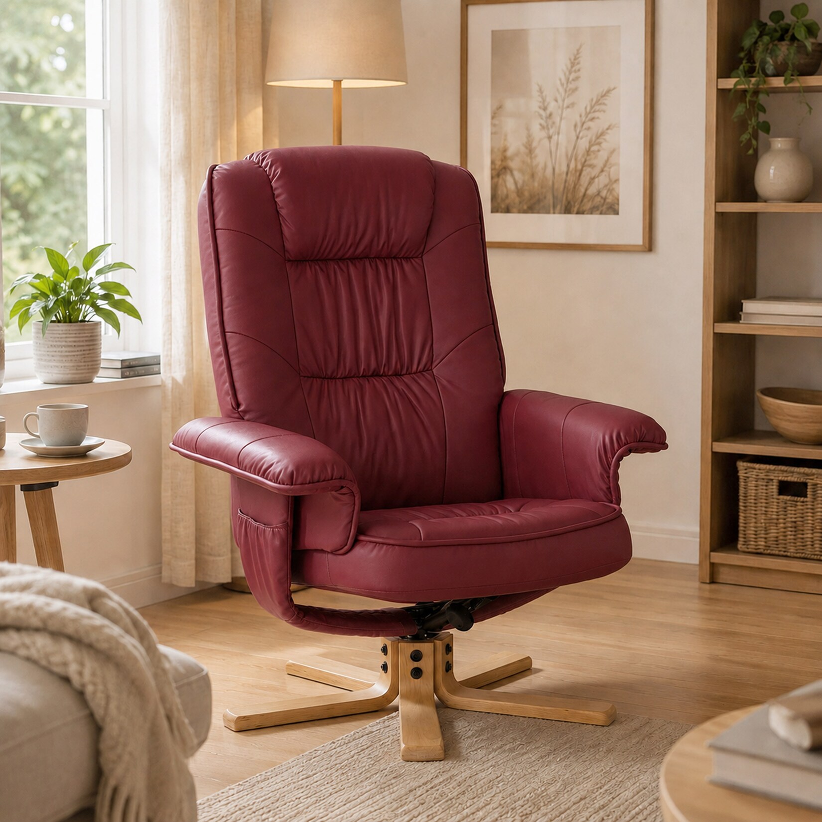 Relaxsessel Fernsehsessel Sessel ohne Hocker H56 Kunstleder MVG-zertifiziert ~ bordeaux