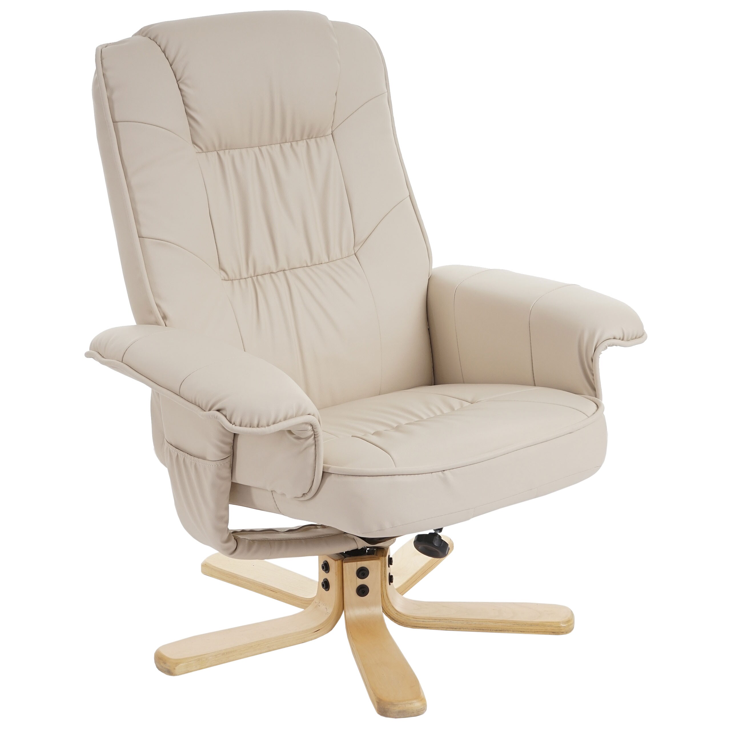 Relaxsessel Fernsehsessel Sessel ohne Hocker H56 Kunstleder MVG-zertifiziert ~ creme - Bild 1