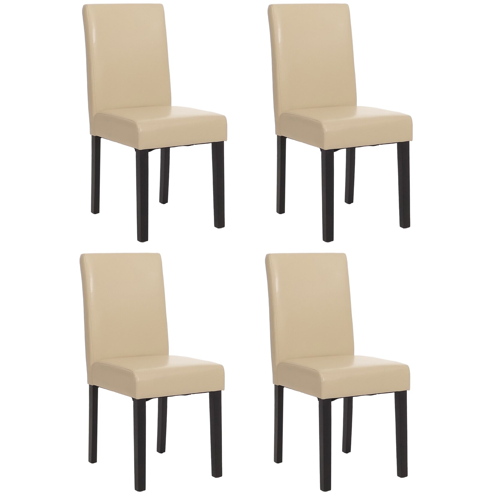 4er-Set Esszimmerstuhl Stuhl Küchenstuhl Littau ~ Leder, creme dunkle Beine