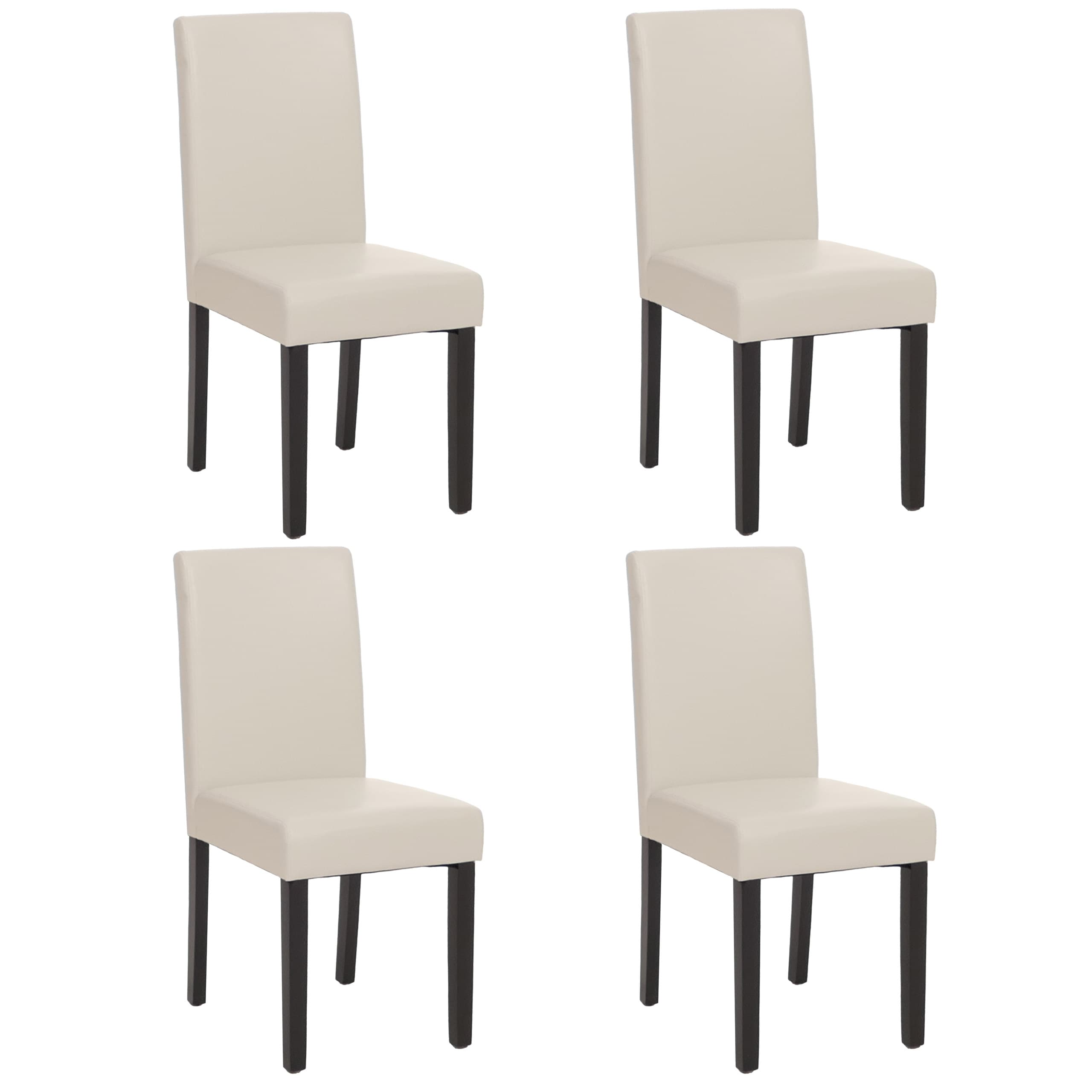 4er-Set Esszimmerstuhl Stuhl K&uuml;chenstuhl Littau ~ Leder, wei&szlig; dunkle Beine - Bild 1