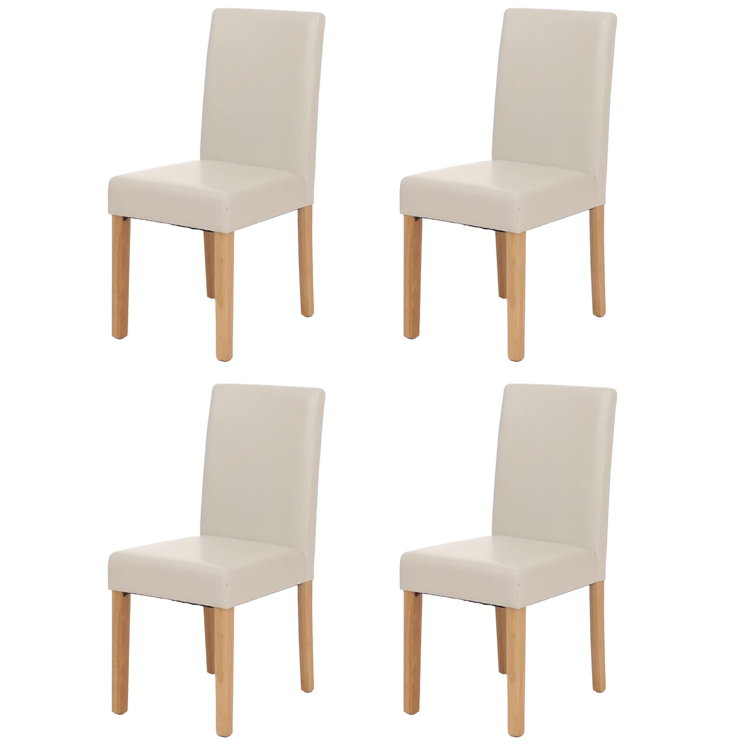 4er-Set Esszimmerstuhl Stuhl K&uuml;chenstuhl Littau ~ Leder, wei&szlig; helle Beine - Bild 1