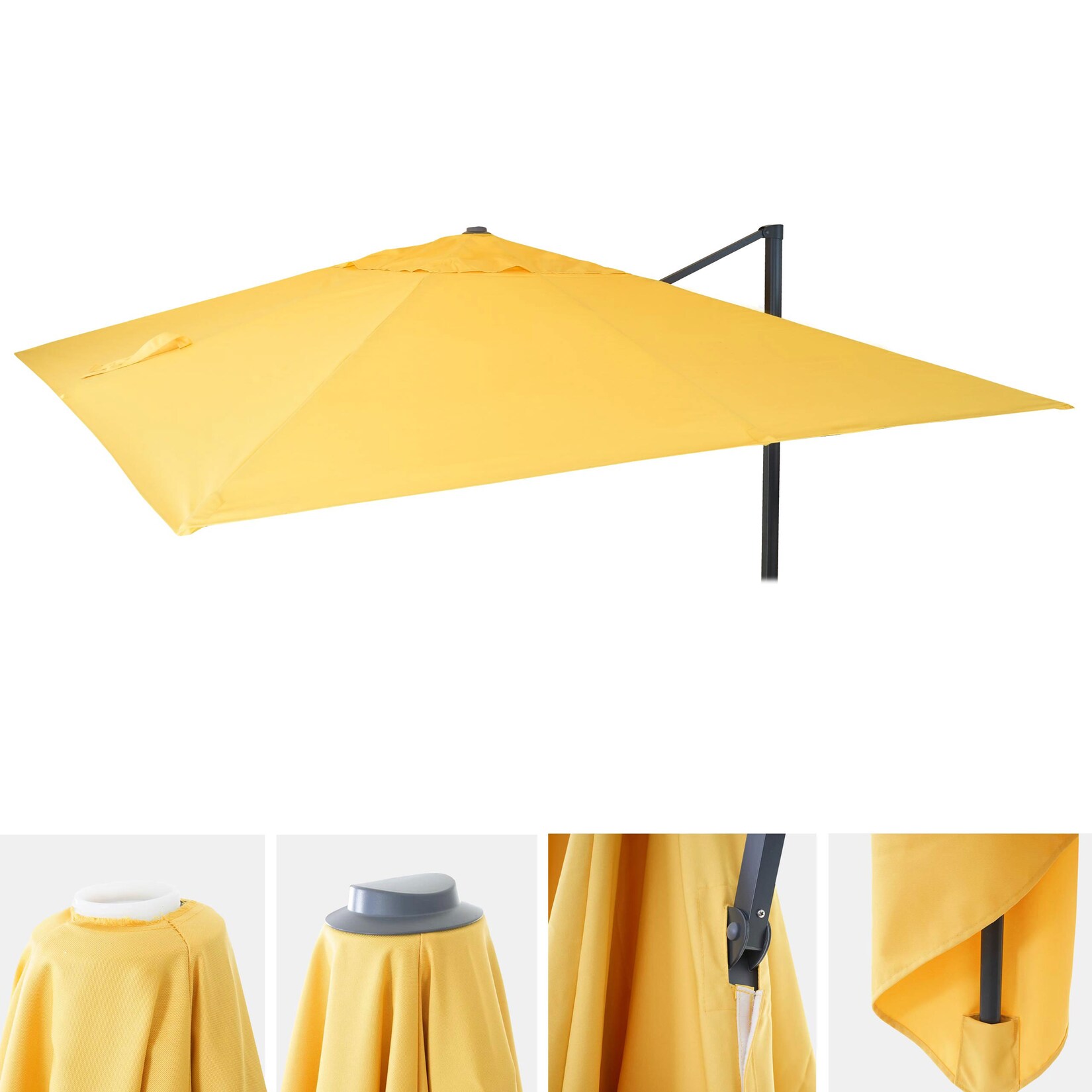 Ersatz-Bezug für Luxus-Ampelschirm MCW-A96, Sonnenschirmbezug Ersatzbezug, 3x4m (Ø5m) Polyester ~ gelb