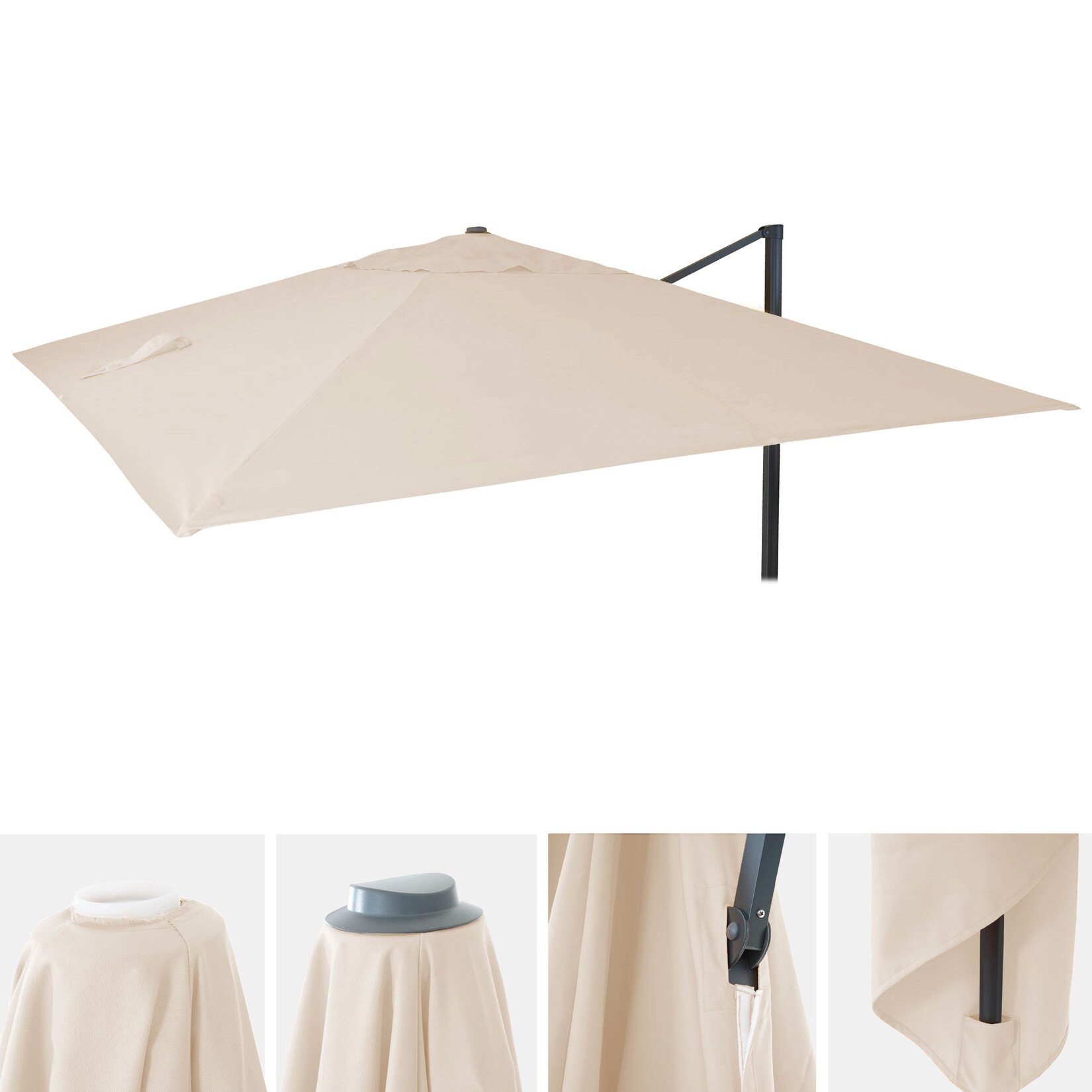 Ersatz-Bezug für Luxus-Ampelschirm MCW-A96, Sonnenschirmbezug Ersatzbezug, 3x4m (Ø5m) Polyester ~ creme