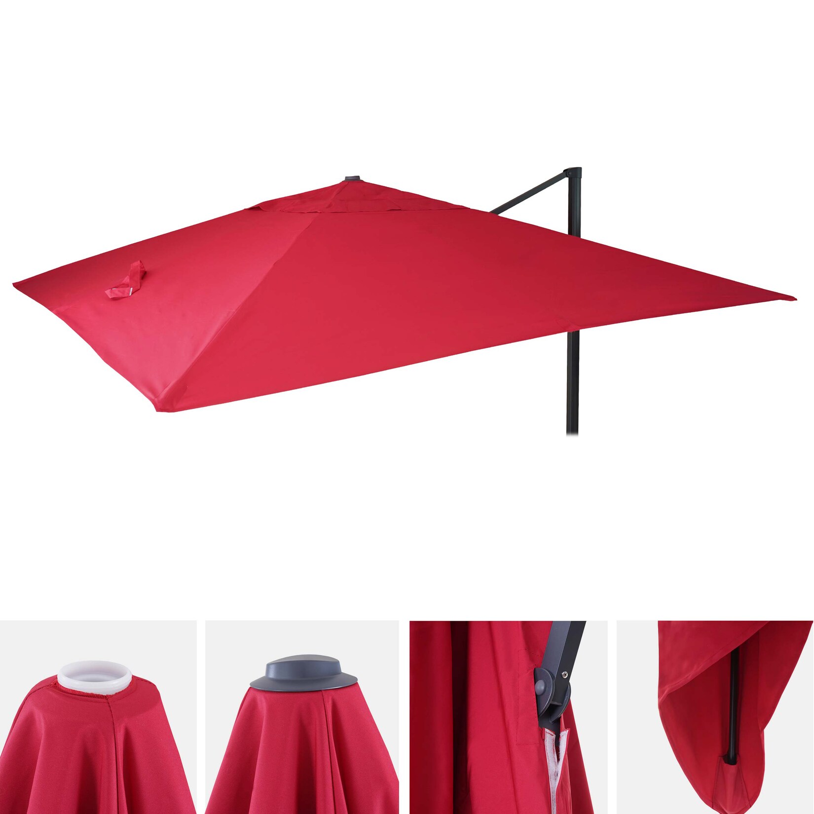 Ersatz-Bezug für Luxus-Ampelschirm MCW-A96, Sonnenschirmbezug Ersatzbezug, 3x4m (Ø5m) Polyester ~ bordeaux