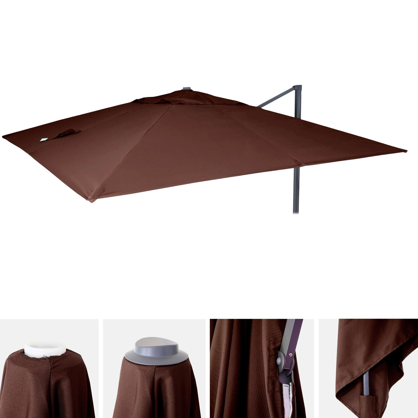 Ersatz-Bezug für Luxus-Ampelschirm MCW-A96, Sonnenschirmbezug Ersatzbezug, 3x4m (Ø5m) Polyester ~ braun