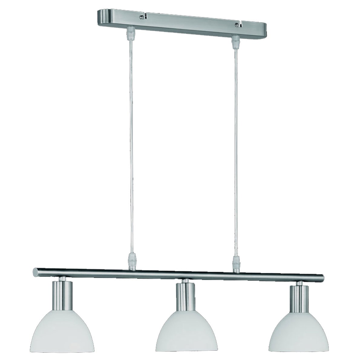 Reality Trio Pendelleuchte H&auml;ngelampe, 3-flammig, nickel matt, Glasschirm wei&szlig; - Bild 1