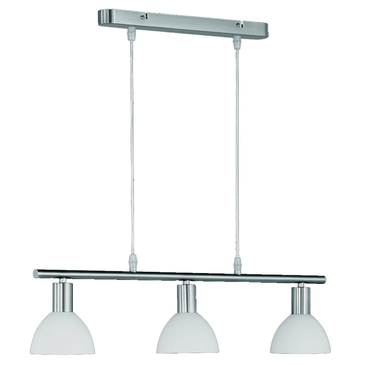 Reality Trio Pendelleuchte Hängelampe, 3-flammig, nickel matt, Glasschirm weiß