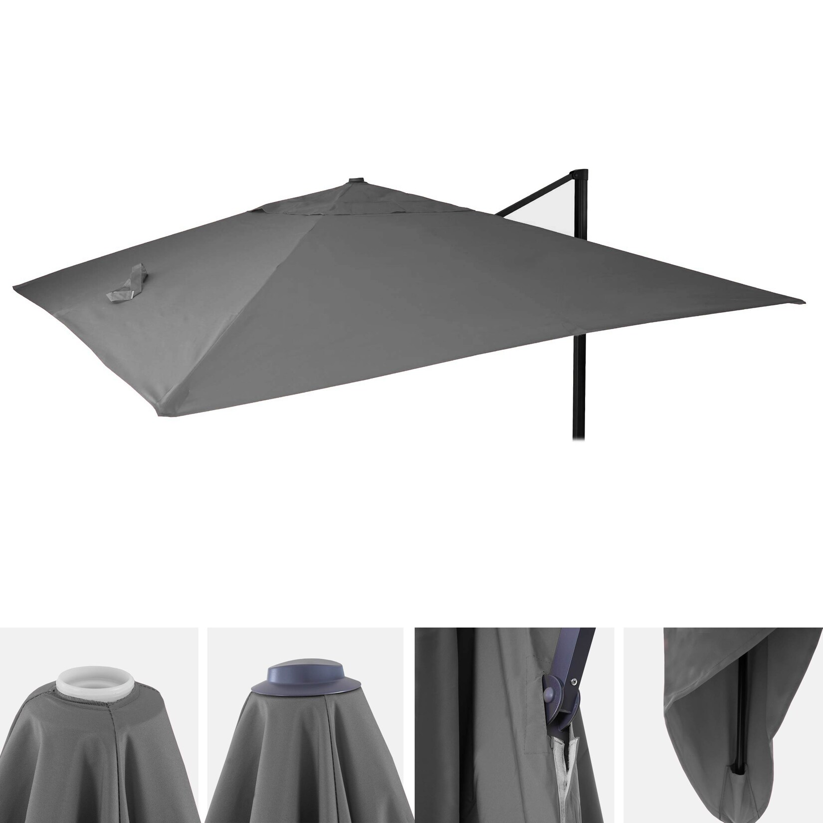 Ersatz-Bezug für Luxus-Ampelschirm MCW-A96, Sonnenschirmbezug Ersatzbezug, 3x3m (Ø4,24m) Polyester ~ anthrazit