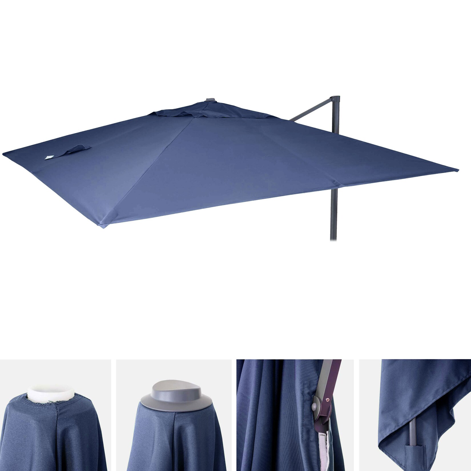 Ersatz-Bezug für Luxus-Ampelschirm MCW-A96, Sonnenschirmbezug Ersatzbezug, 3x3m (Ø4,24m) Polyester ~ blau