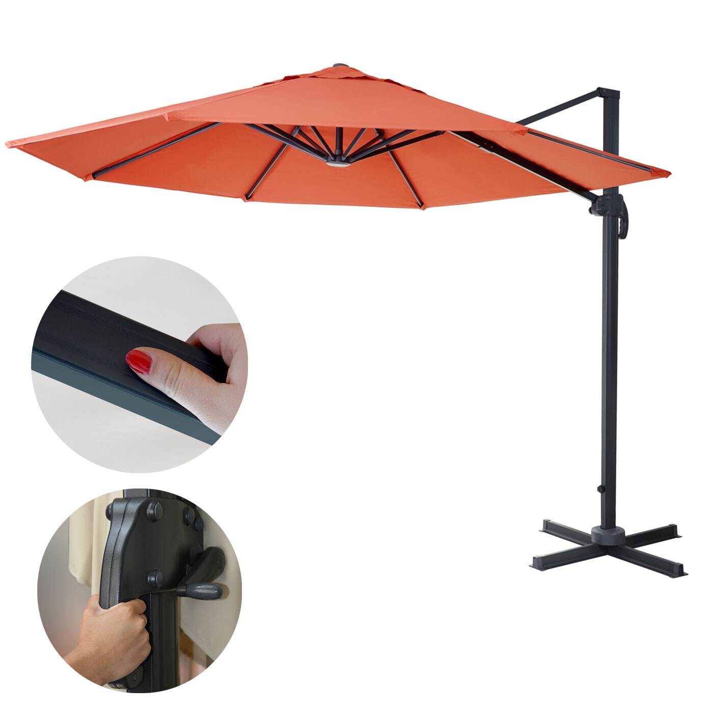 Gastronomie-Ampelschirm MCW-A96, Sonnenschirm, rund Ø 3m Polyester Alu/Stahl 23kg ~ terracotta ohne Ständer, drehbar | 04057651222936