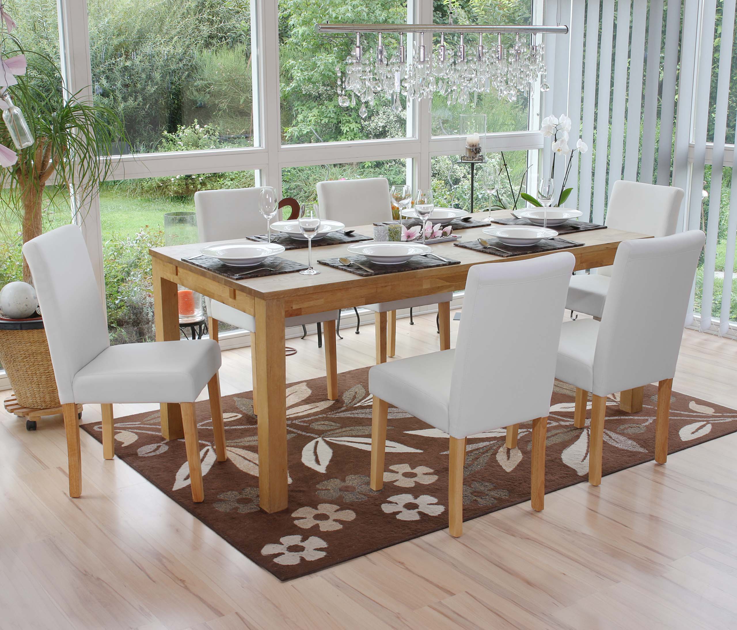 6er-Set Esszimmerstuhl Stuhl K&uuml;chenstuhl Littau ~ Kunstleder, wei&szlig; matt, helle Beine - Bild 1