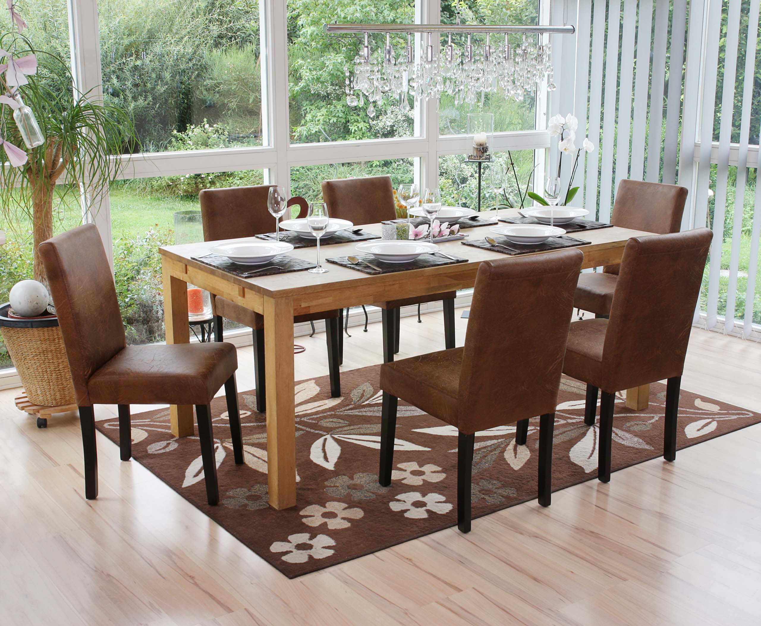 6er-Set Esszimmerstuhl Stuhl K&uuml;chenstuhl Littau ~ Textil, Wildlederimitat, dunkle Beine - Bild 1