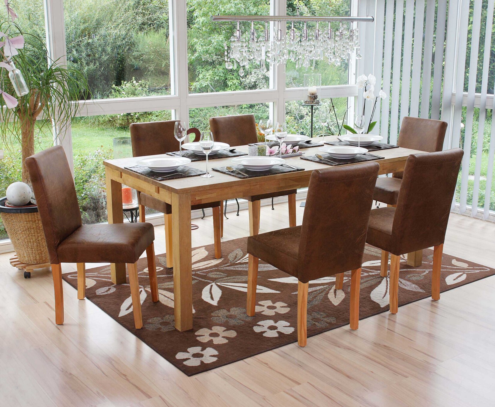 6er-Set Esszimmerstuhl Stuhl Küchenstuhl Littau ~ Textil, Wildlederimitat, helle Beine