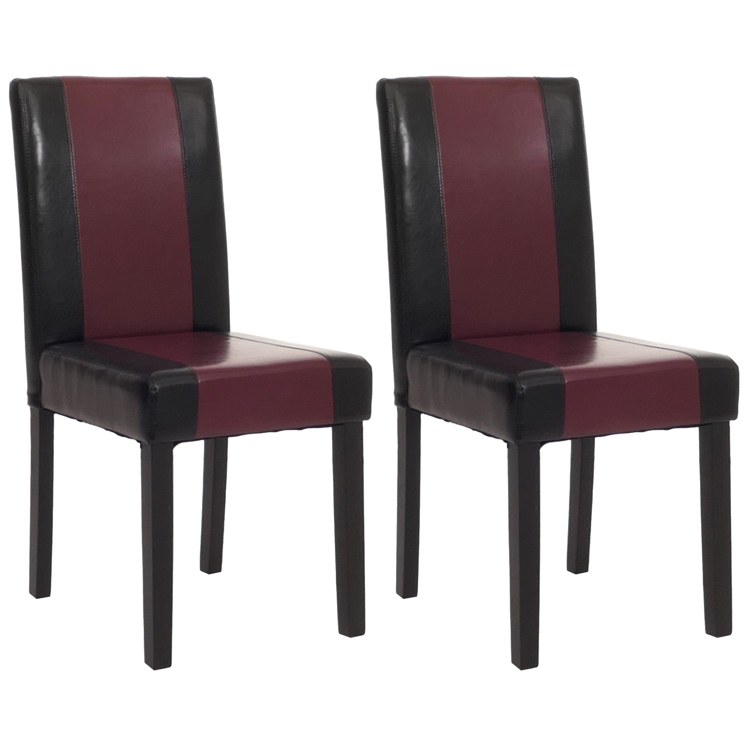 2er-Set Esszimmerstuhl K&uuml;chenstuhl Stuhl Littau ~ schwarz-rot, dunkle Beine - Bild 1