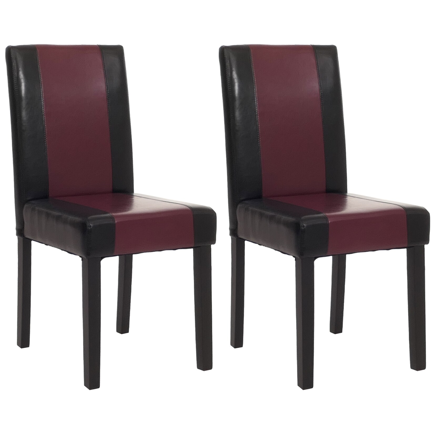 2er-Set Esszimmerstuhl Küchenstuhl Stuhl Littau ~ schwarz-rot, dunkle Beine