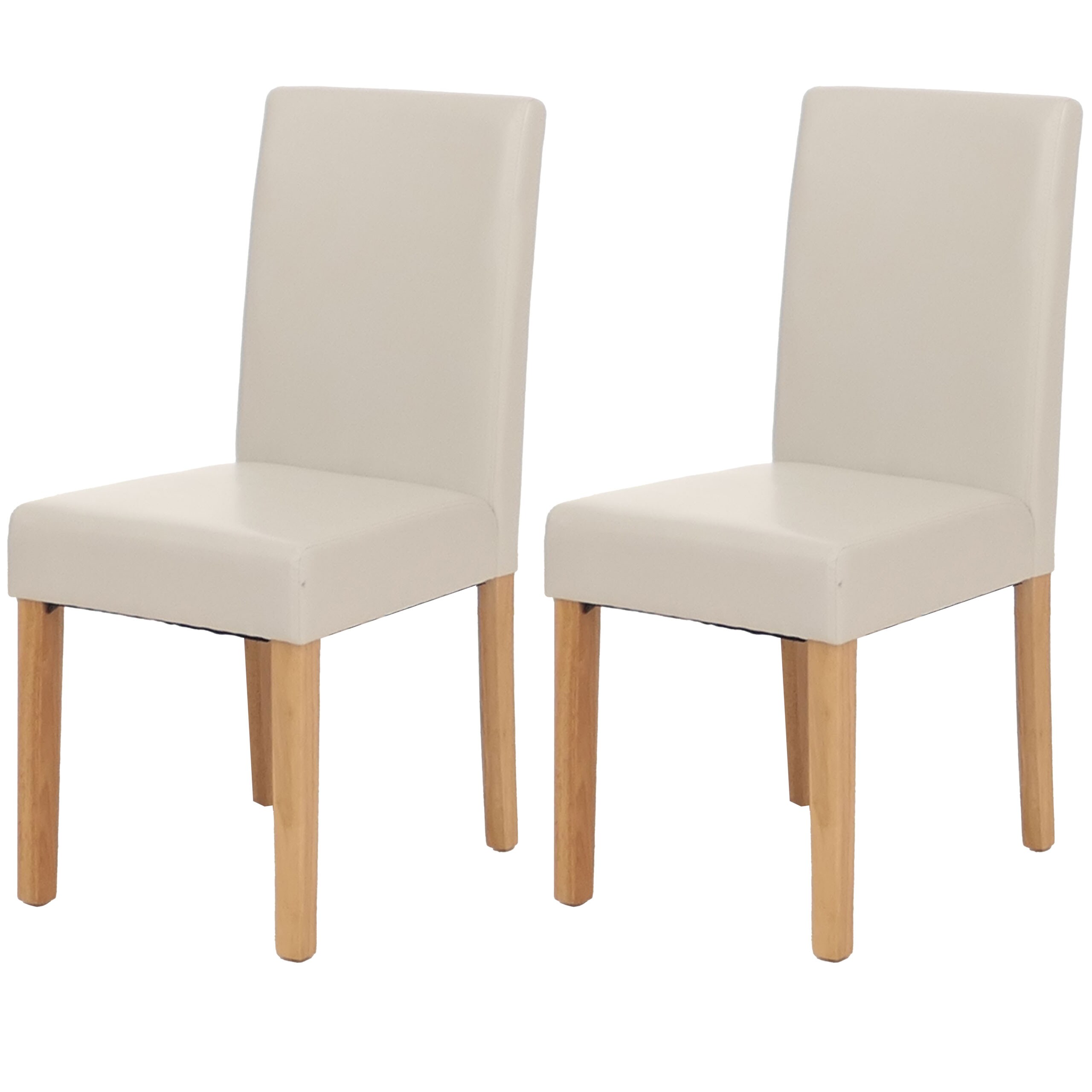 2er-Set Esszimmerstuhl Stuhl K&uuml;chenstuhl Littau ~ Kunstleder, wei&szlig;, helle Beine - Bild 1