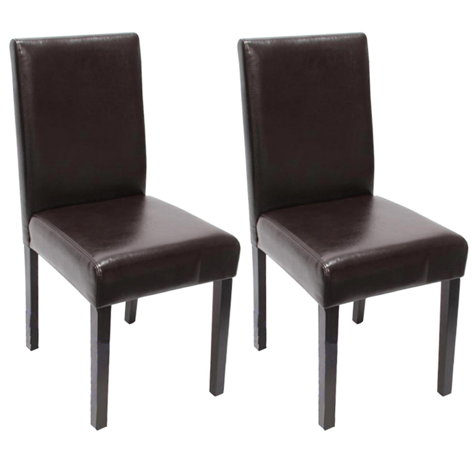 2er-Set Esszimmerstuhl Stuhl Küchenstuhl Littau ~ Kunstleder, braun, dunkle Beine
