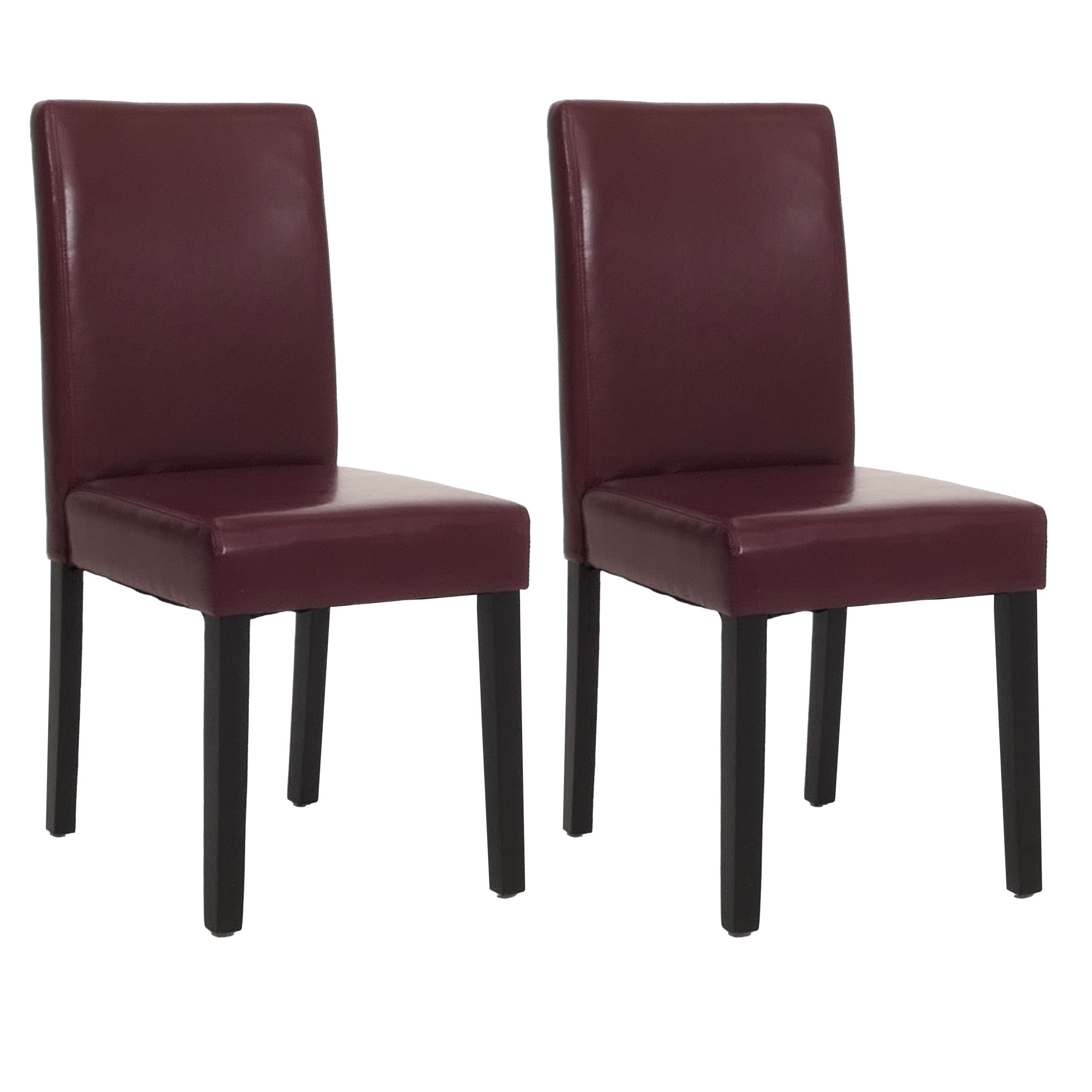2er-Set Esszimmerstuhl Stuhl K&uuml;chenstuhl Littau ~ Kunstleder, rot, dunkle Beine - Bild 1
