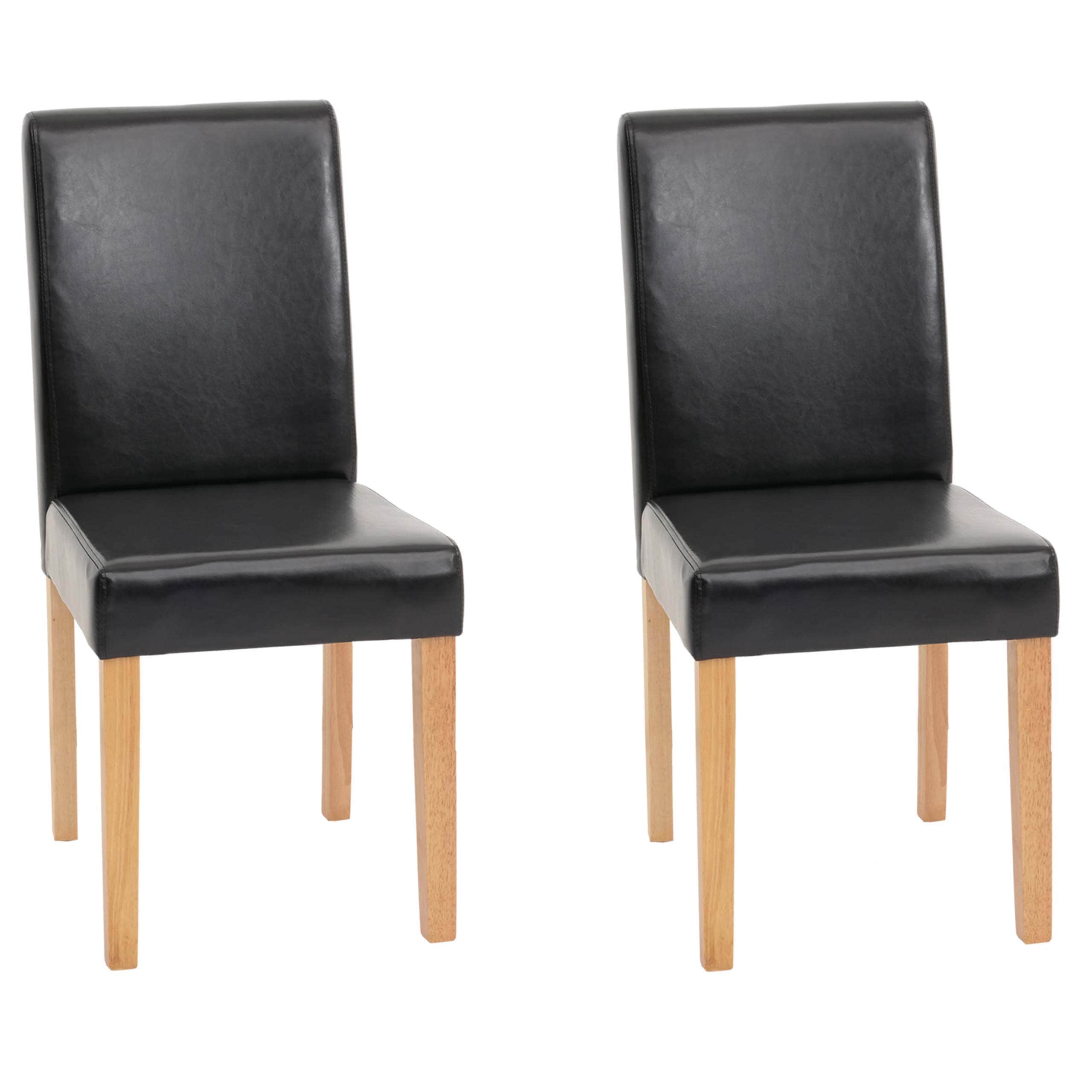 2er-Set Esszimmerstuhl Stuhl K&uuml;chenstuhl Littau ~ Kunstleder, schwarz, helle Beine - Bild 1