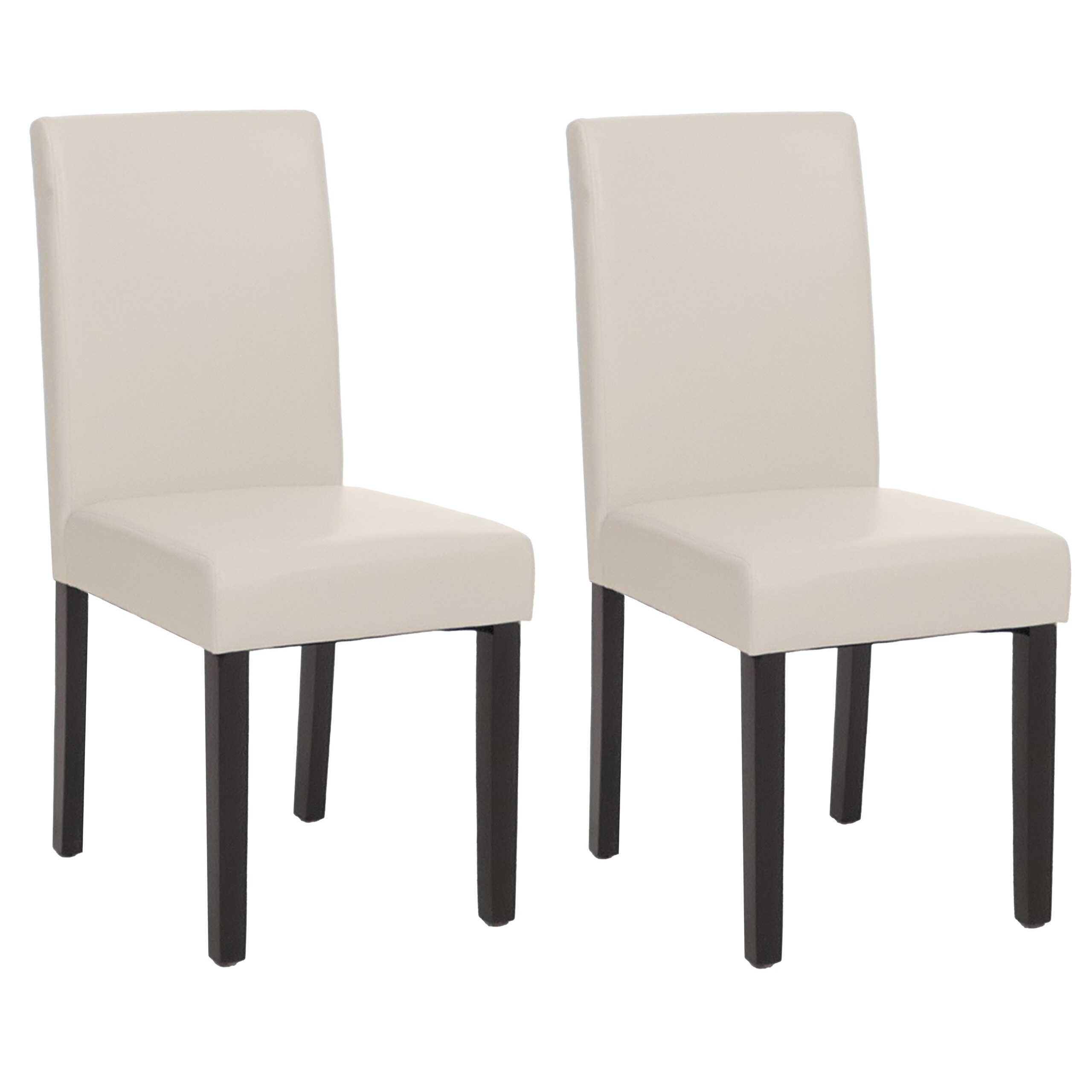 2er-Set Esszimmerstuhl Stuhl K&uuml;chenstuhl Littau ~ Kunstleder, wei&szlig;, dunkle Beine - Bild 1