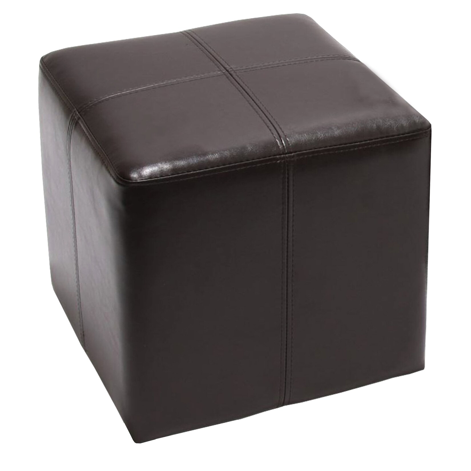 Sitzhocker Carrara, Leder + Kunstleder, 36x36x36cm MVG-zertifiziert ~ braun | 04052826144044