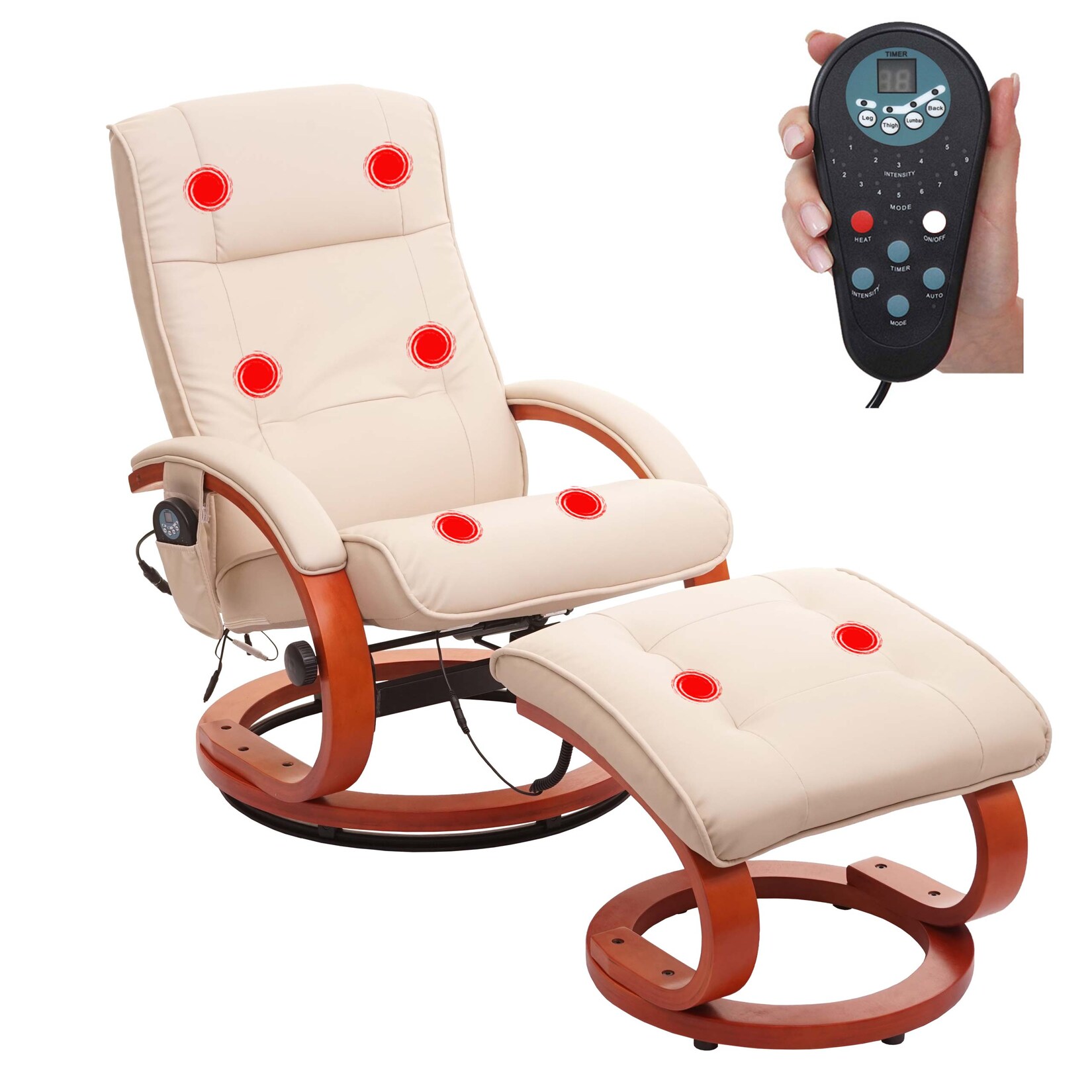 Massage-Fernsehsessel Pescatori II, Relaxsessel Massagesessel, Massagefunktion ~ weiß/creme